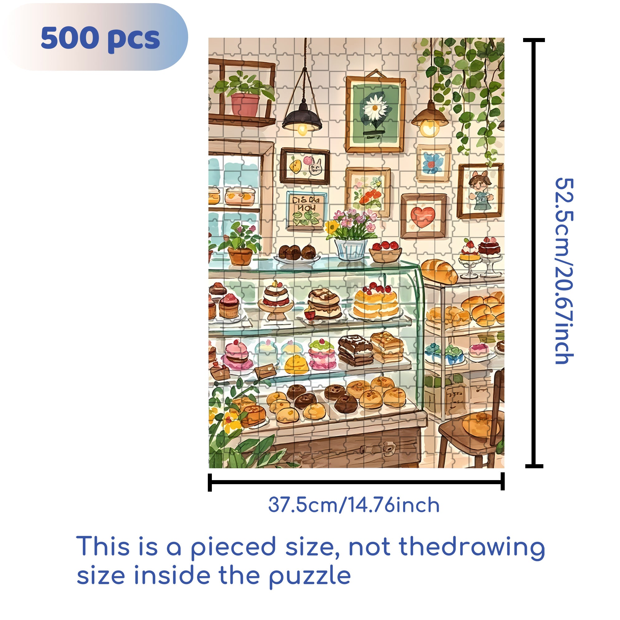 Gina's Bakery 500pcs/1000pcs Jigsaw Puzzle, Scratch-Resistant, Interactive Family Game & Brain-Boosting DIY Decor, Perfect for Halloween, Christmas & New Year Gifts, Family Puzzle Game