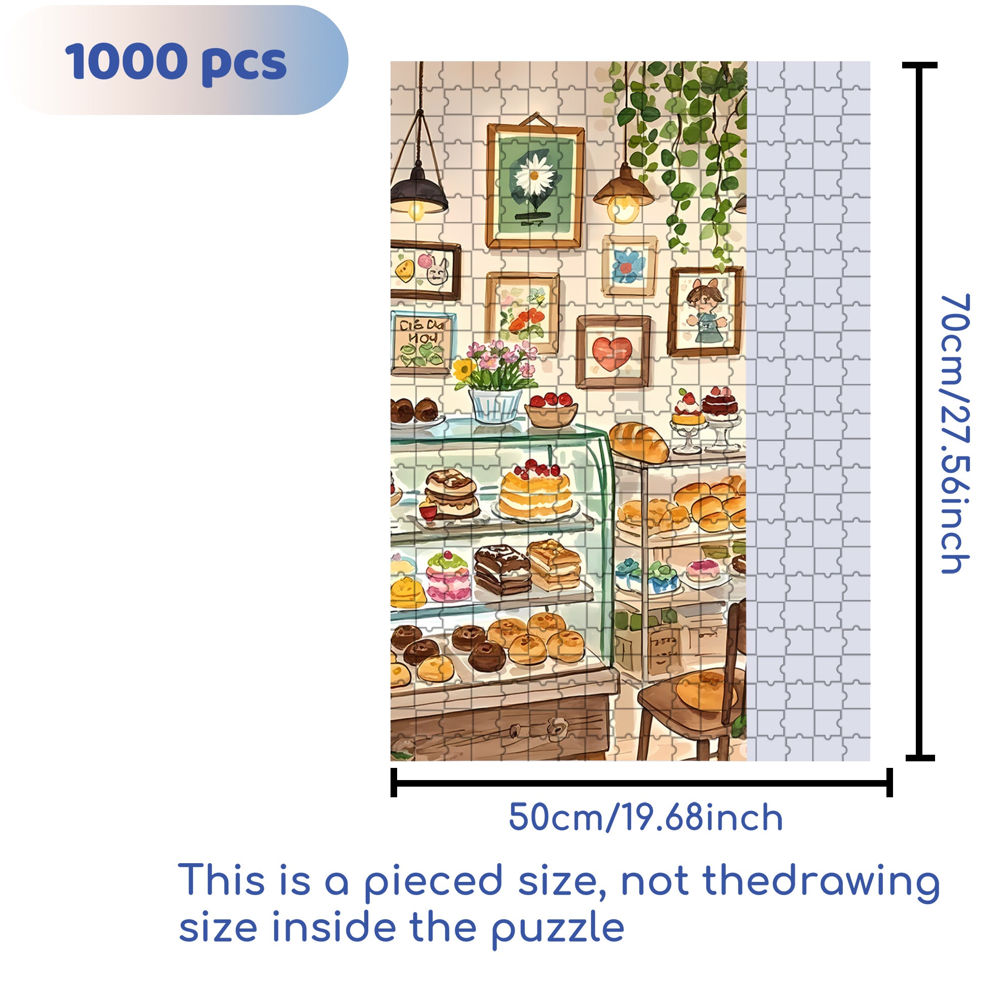 Gina's Bakery 500pcs/1000pcs Jigsaw Puzzle, Scratch-Resistant, Interactive Family Game & Brain-Boosting DIY Decor, Perfect for Halloween, Christmas & New Year Gifts, Family Puzzle Game