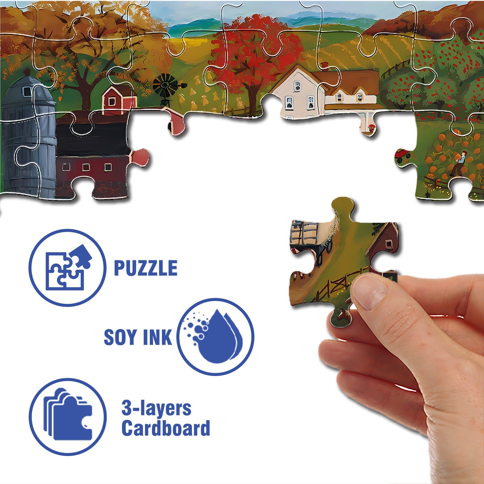Grandpa's Farm 500pcs/1000pcs Jigsaw Puzzle, Scratch-Resistant, Interactive Family Game & Brain-Boosting DIY Decor, Perfect for Halloween, Christmas & New Year Gifts, Family Puzzle Game