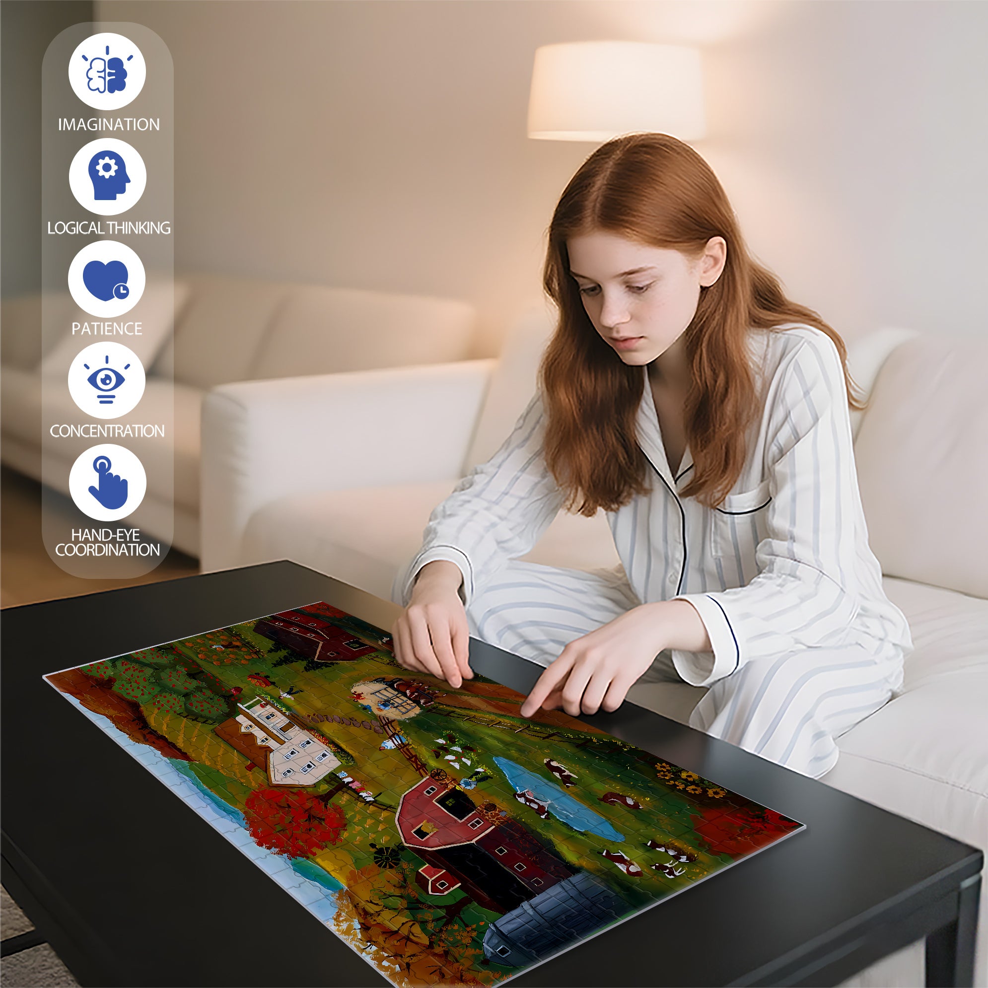 Grandpa's Farm 500pcs/1000pcs Jigsaw Puzzle, Scratch-Resistant, Interactive Family Game & Brain-Boosting DIY Decor, Perfect for Halloween, Christmas & New Year Gifts, Family Puzzle Game
