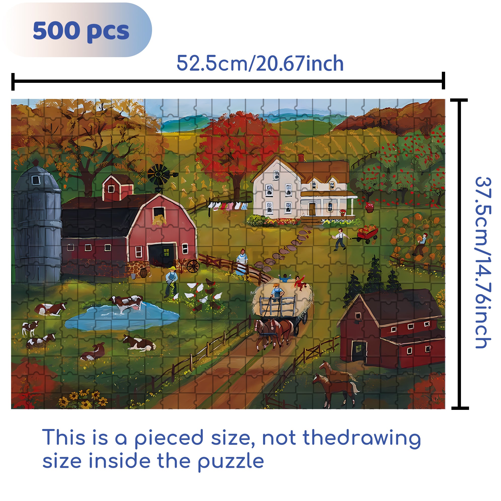 Grandpa's Farm 500pcs/1000pcs Jigsaw Puzzle, Scratch-Resistant, Interactive Family Game & Brain-Boosting DIY Decor, Perfect for Halloween, Christmas & New Year Gifts, Family Puzzle Game