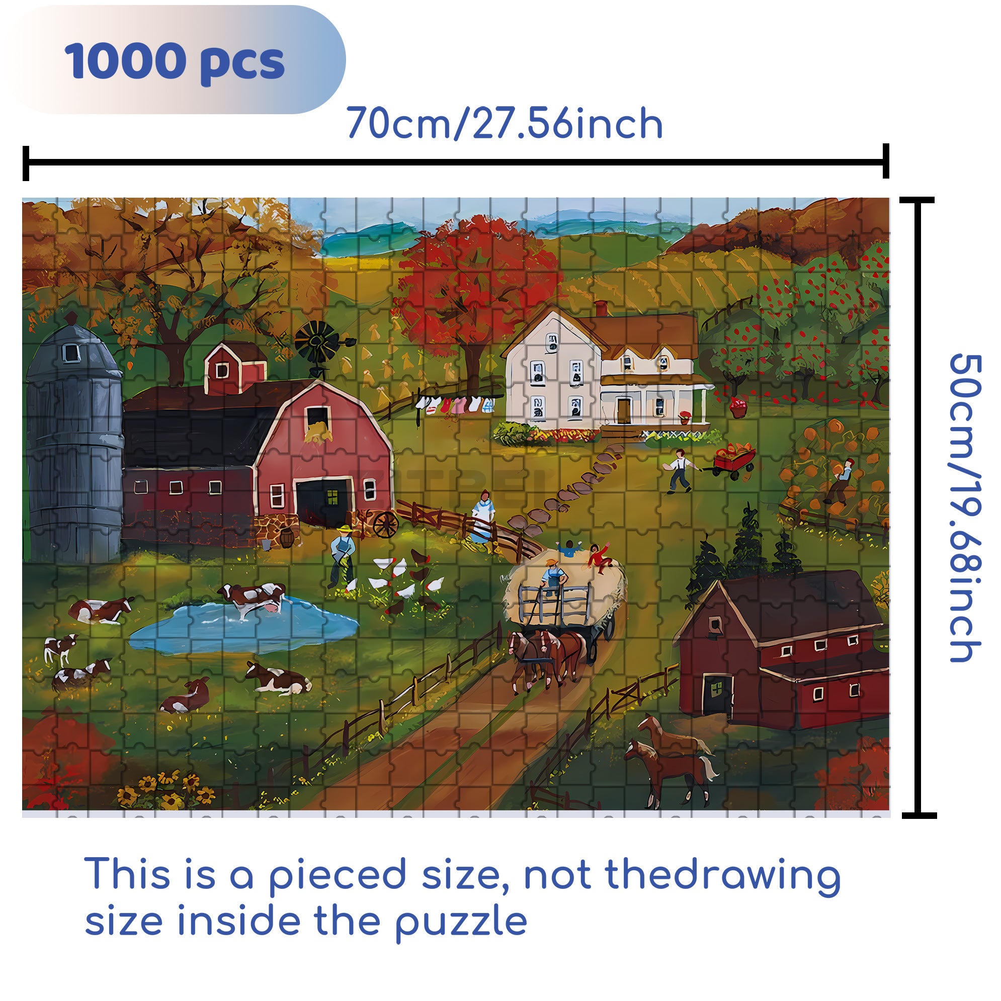 Grandpa's Farm 500pcs/1000pcs Jigsaw Puzzle, Scratch-Resistant, Interactive Family Game & Brain-Boosting DIY Decor, Perfect for Halloween, Christmas & New Year Gifts, Family Puzzle Game