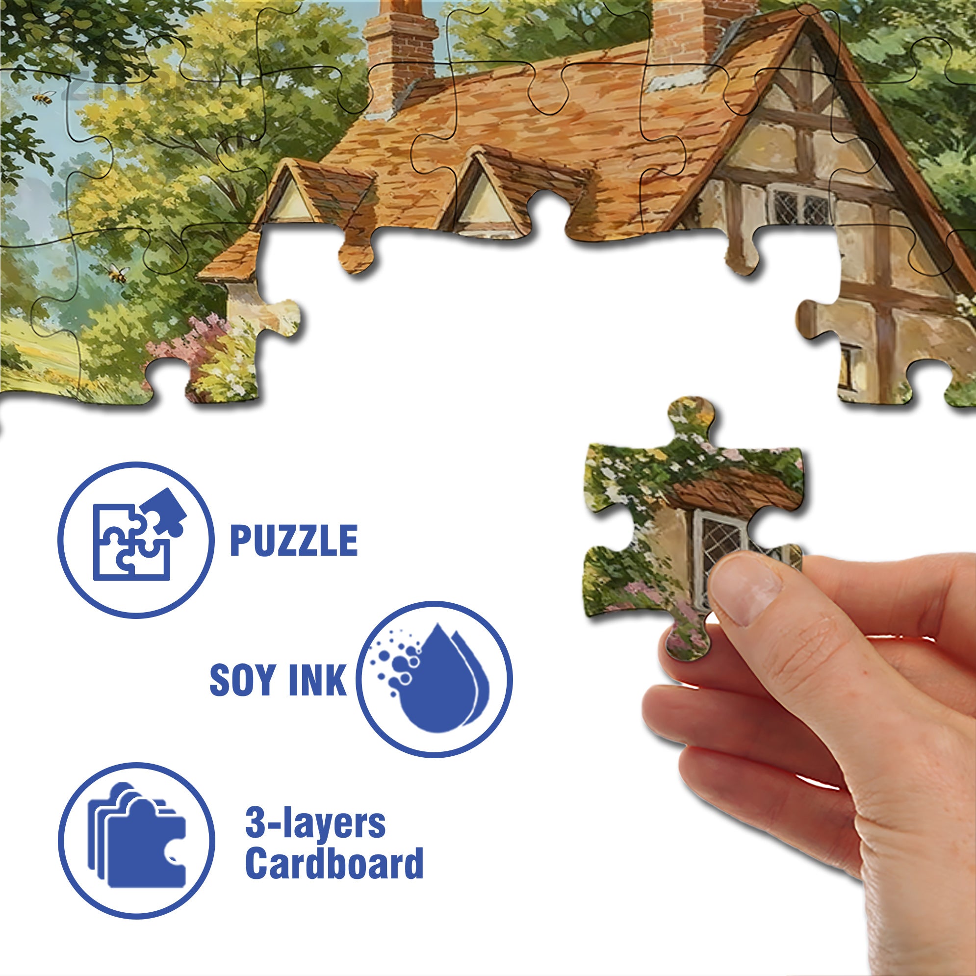 Gurgling Water 500pcs/1000pcs Jigsaw Puzzle, Scratch-Resistant, Interactive Family Game & Brain-Boosting DIY Decor, Perfect for Halloween, Christmas & New Year Gifts, Family Puzzle Game