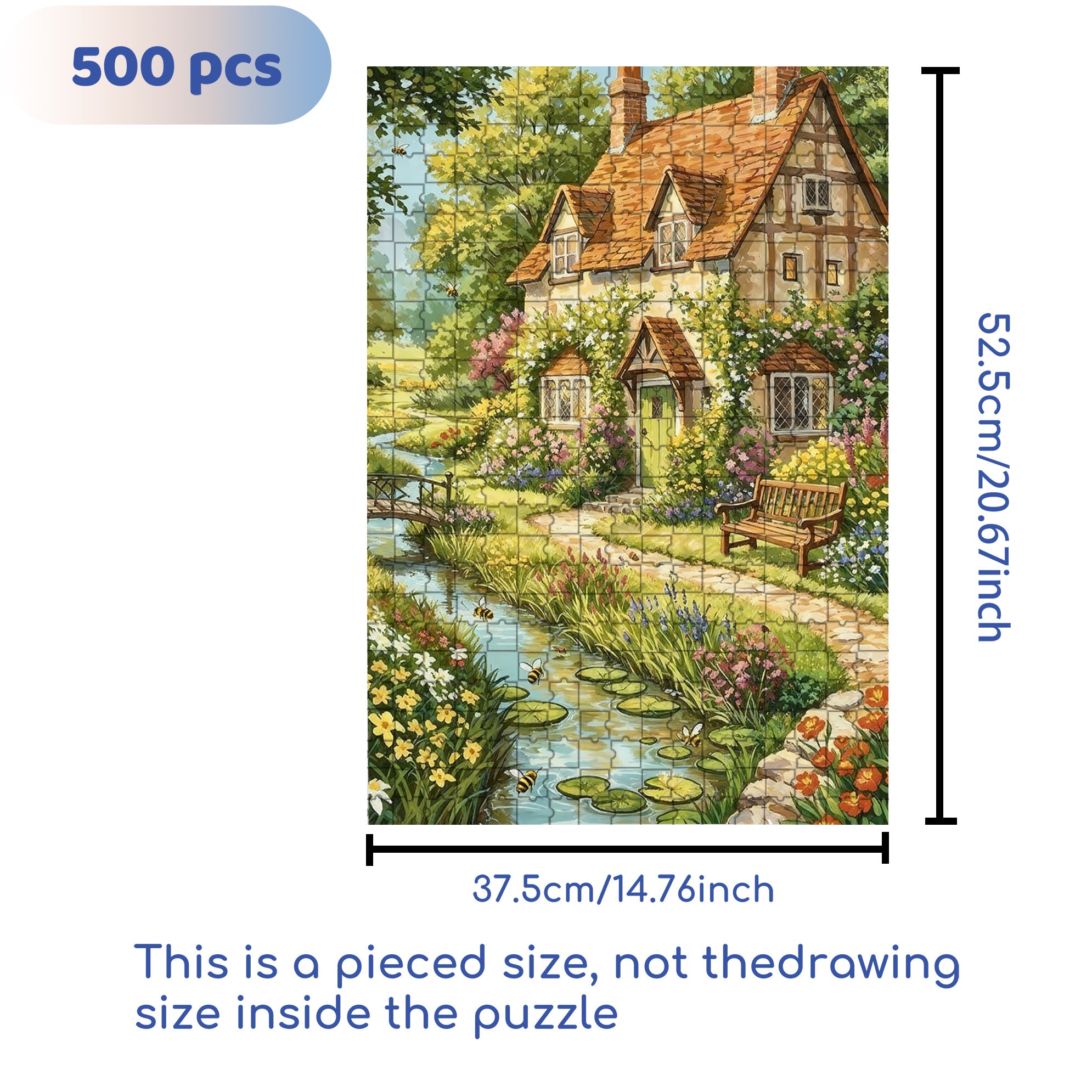 Gurgling Water 500pcs/1000pcs Jigsaw Puzzle, Scratch-Resistant, Interactive Family Game & Brain-Boosting DIY Decor, Perfect for Halloween, Christmas & New Year Gifts, Family Puzzle Game