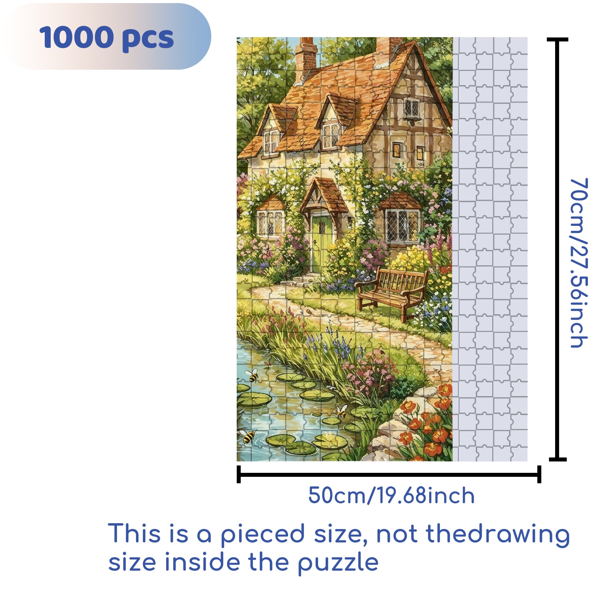 Gurgling Water 500pcs/1000pcs Jigsaw Puzzle, Scratch-Resistant, Interactive Family Game & Brain-Boosting DIY Decor, Perfect for Halloween, Christmas & New Year Gifts, Family Puzzle Game