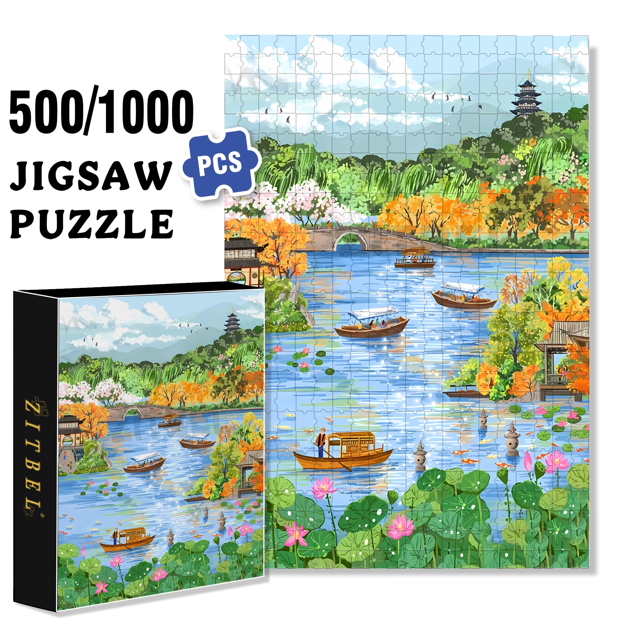 Hangzhou 500pcs/1000pcs Jigsaw Puzzle, Scratch-Resistant, Interactive Family Game & Brain-Boosting DIY Decor, Perfect for Halloween, Christmas & New Year Gifts, Family Puzzle Game