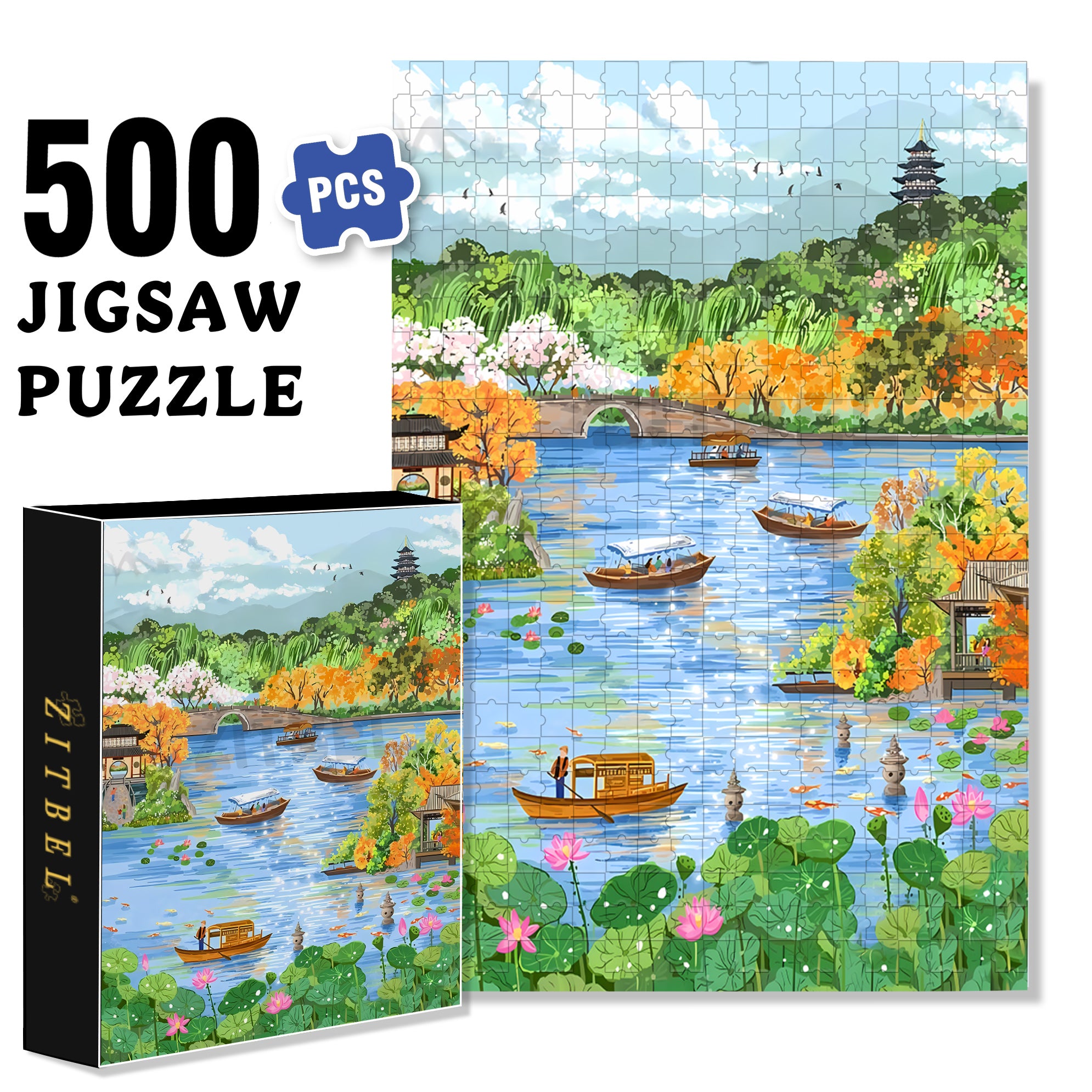 Hangzhou 500pcs/1000pcs Jigsaw Puzzle, Scratch-Resistant, Interactive Family Game & Brain-Boosting DIY Decor, Perfect for Halloween, Christmas & New Year Gifts, Family Puzzle Game