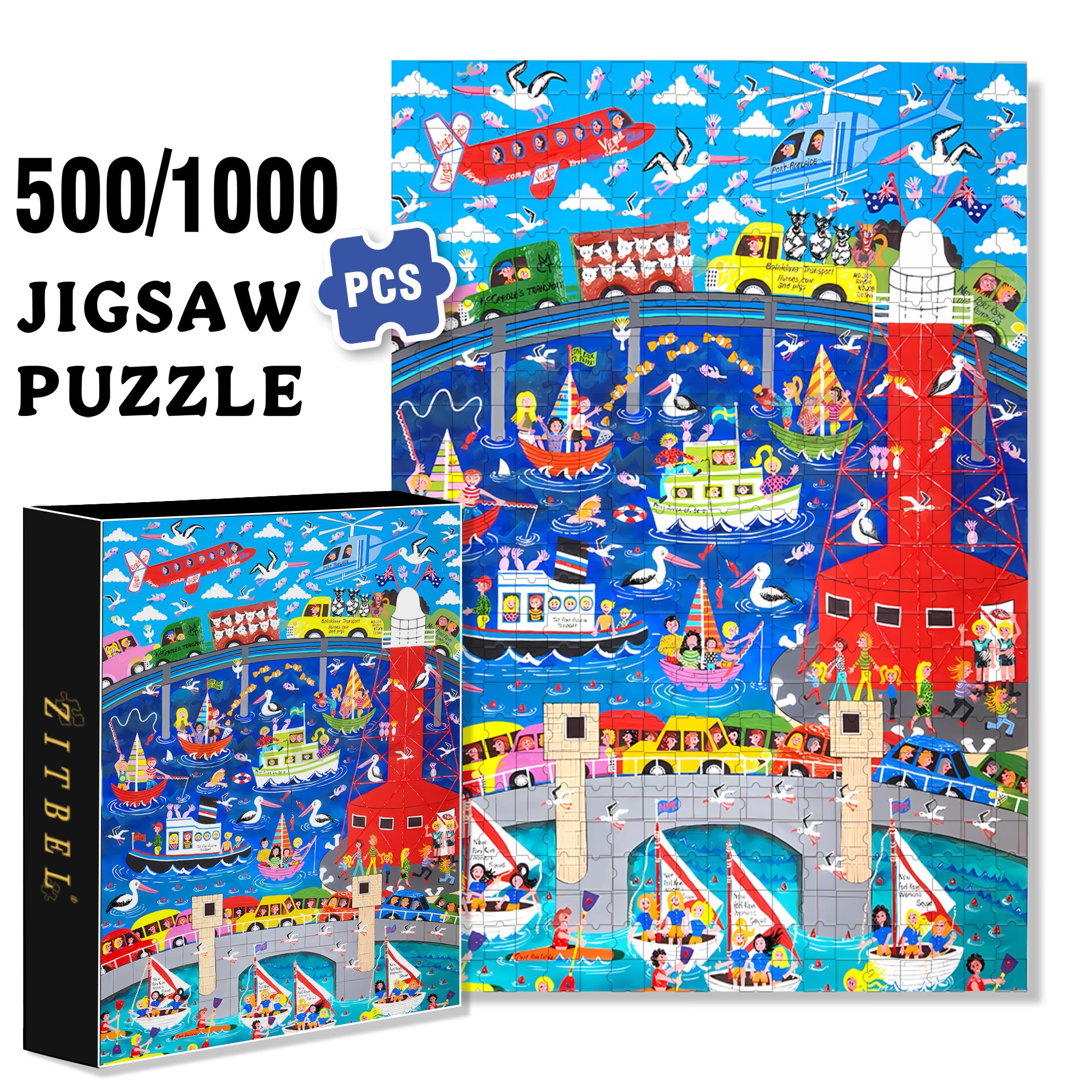 Happy City 500pcs/1000pcs Jigsaw Puzzle, Scratch-Resistant, Interactive Family Game & Brain-Boosting DIY Decor, Perfect for Halloween, Christmas & New Year Gifts, Family Puzzle Game
