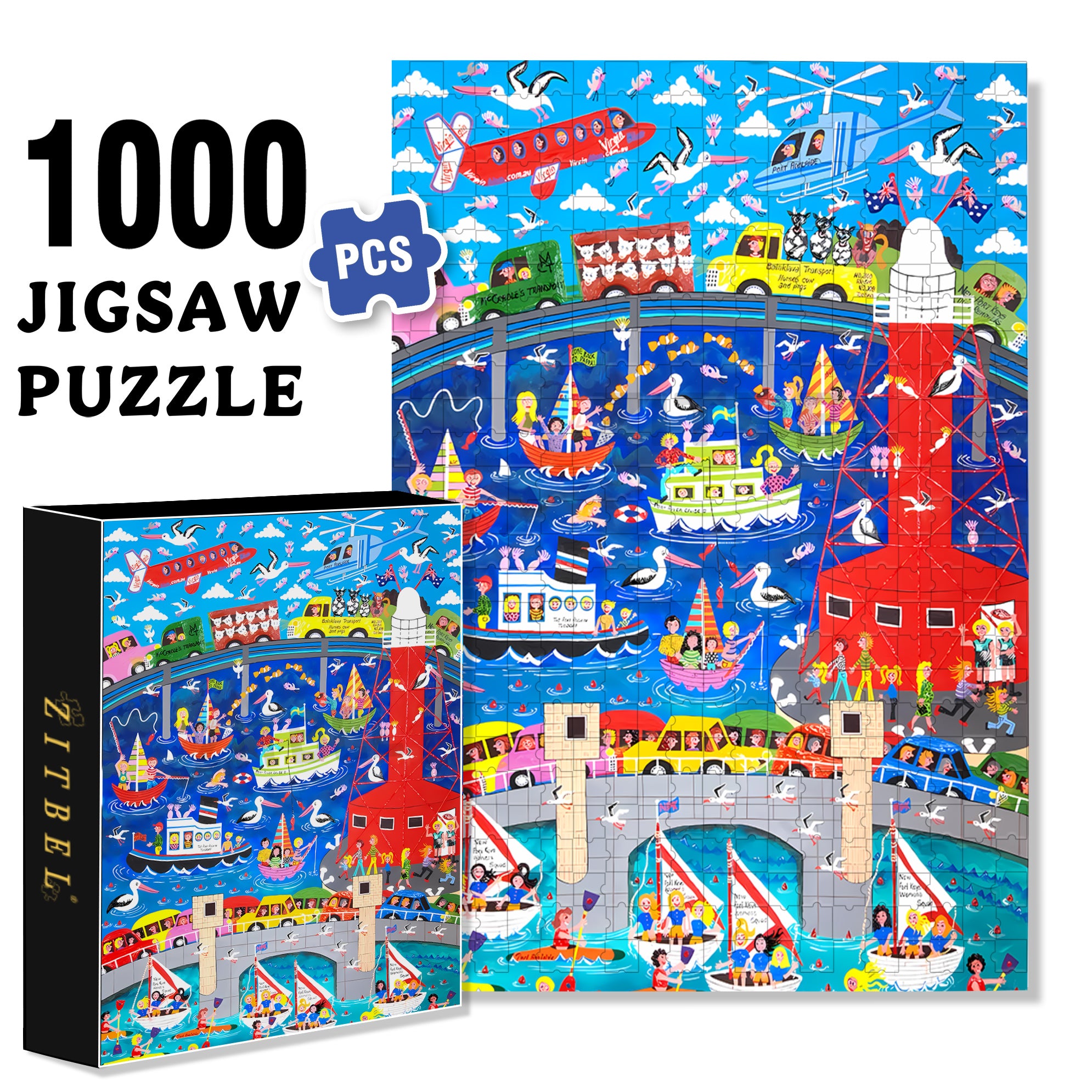 Happy City 500pcs/1000pcs Jigsaw Puzzle, Scratch-Resistant, Interactive Family Game & Brain-Boosting DIY Decor, Perfect for Halloween, Christmas & New Year Gifts, Family Puzzle Game