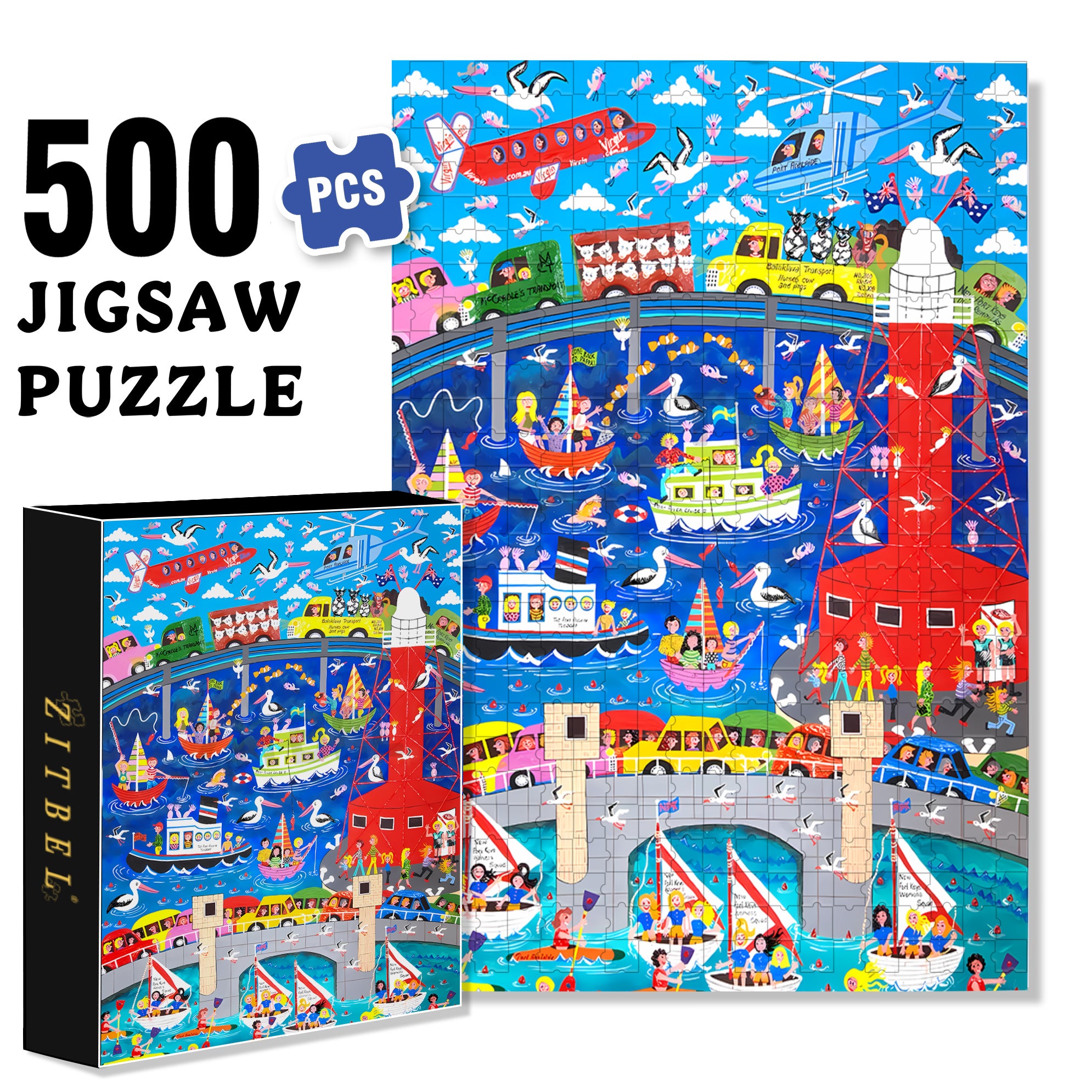 Happy City 500pcs/1000pcs Jigsaw Puzzle, Scratch-Resistant, Interactive Family Game & Brain-Boosting DIY Decor, Perfect for Halloween, Christmas & New Year Gifts, Family Puzzle Game