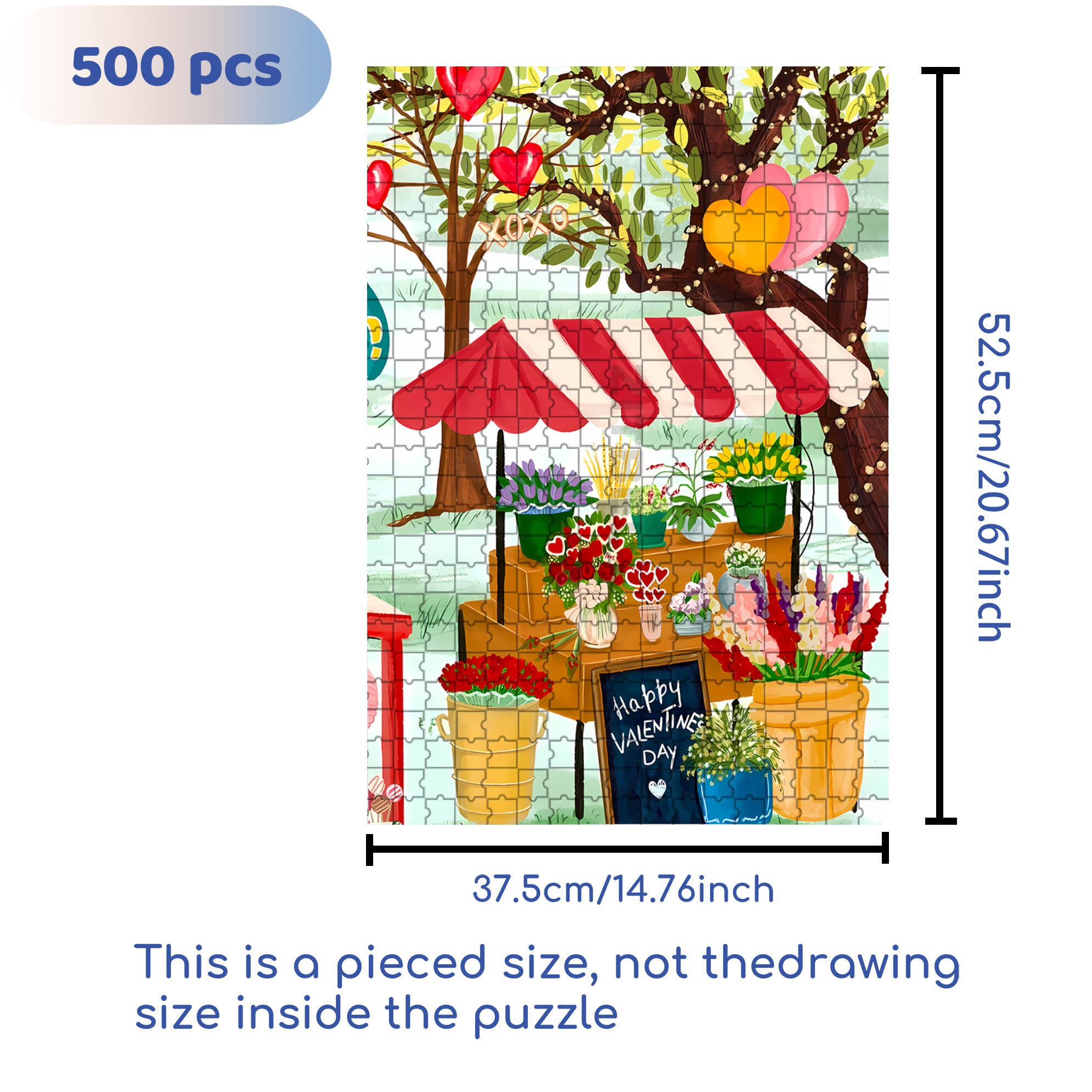 Happy Valentine's Day 500pcs/1000pcs Jigsaw Puzzle, Scratch-Resistant, Interactive Family Game & Brain-Boosting DIY Decor, Perfect for Halloween, Christmas & New Year Gifts, Family Puzzle Game