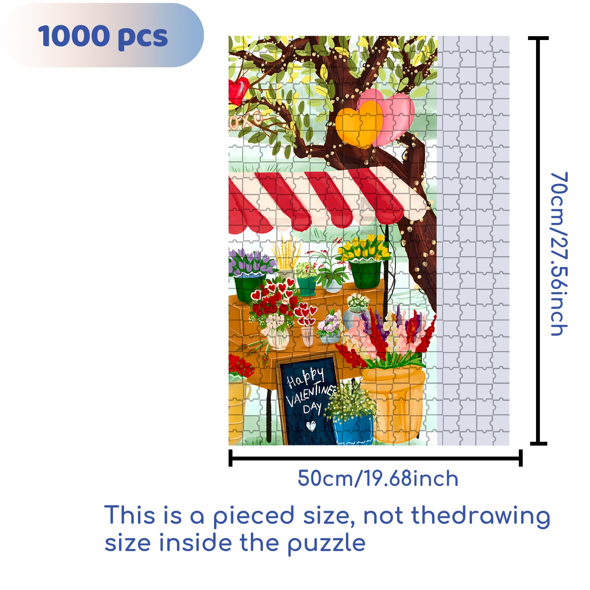 Happy Valentine's Day 500pcs/1000pcs Jigsaw Puzzle, Scratch-Resistant, Interactive Family Game & Brain-Boosting DIY Decor, Perfect for Halloween, Christmas & New Year Gifts, Family Puzzle Game