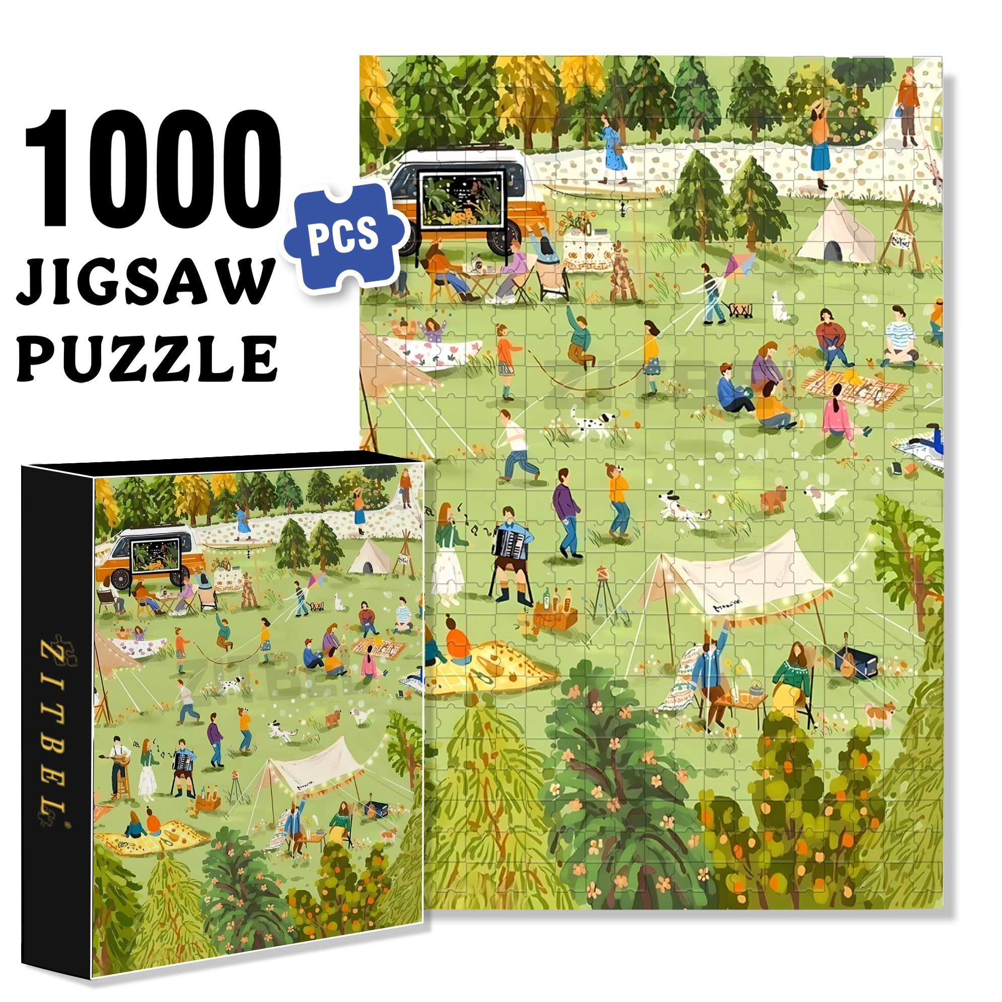 Happy Weekend 500pcs/1000pcs Jigsaw Puzzle, Scratch-Resistant, Interactive Family Game & Brain-Boosting DIY Decor, Perfect for Halloween, Christmas & New Year Gifts, Family Puzzle Game