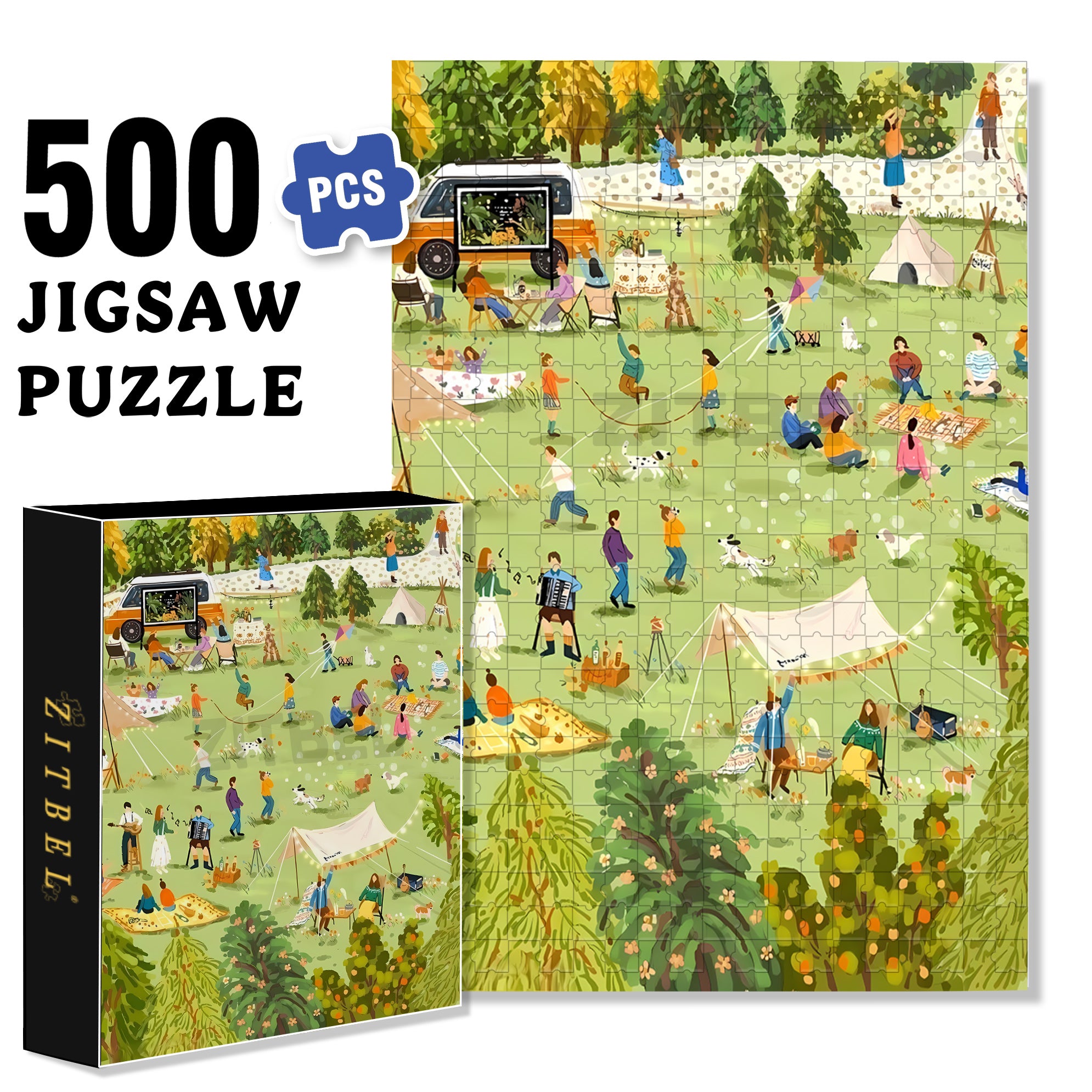 Happy Weekend 500pcs/1000pcs Jigsaw Puzzle, Scratch-Resistant, Interactive Family Game & Brain-Boosting DIY Decor, Perfect for Halloween, Christmas & New Year Gifts, Family Puzzle Game