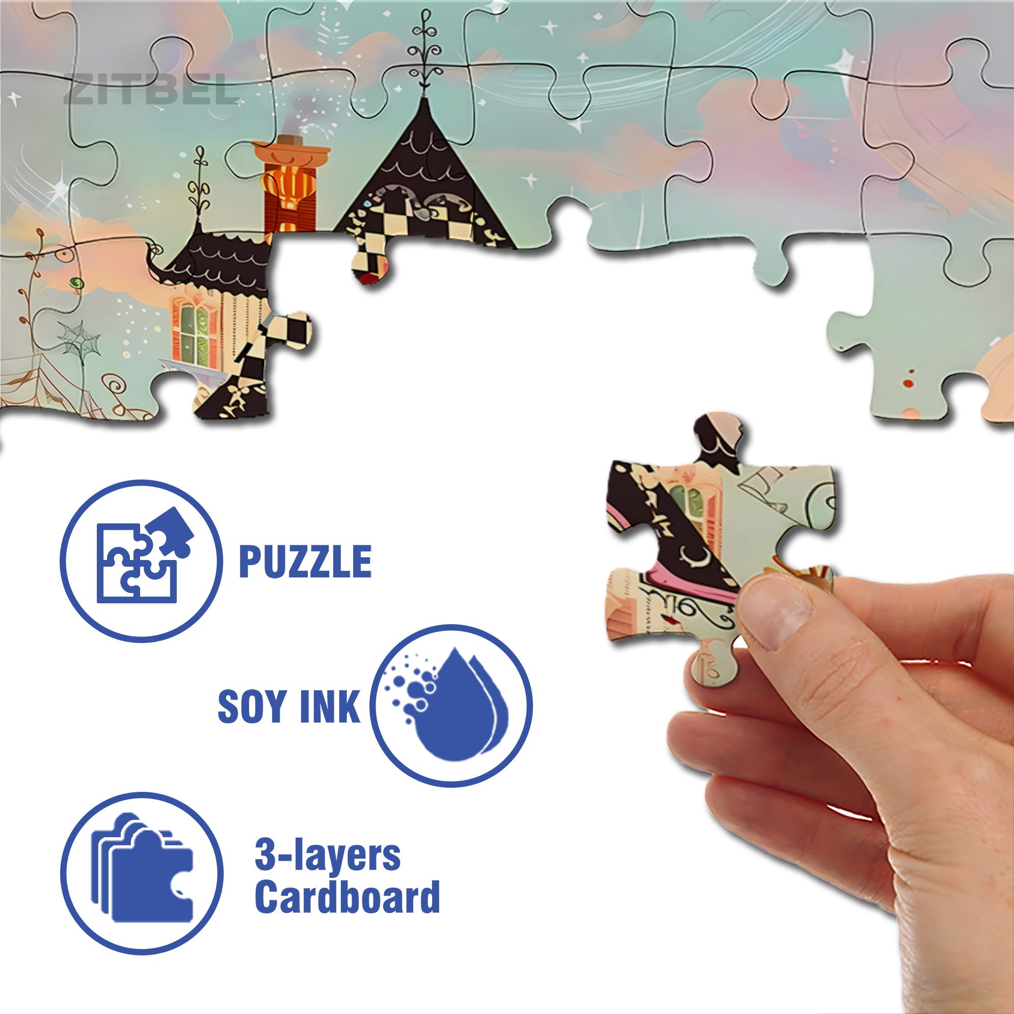 Haunted House   500pcs/1000pcs Jigsaw Puzzle, Scratch-Resistant, Interactive Family Game & Brain-Boosting DIY Decor, Perfect for Halloween, Christmas & New Year Gifts, Family Puzzle Game