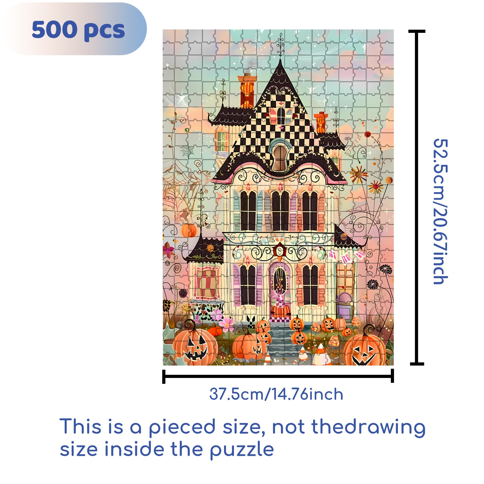 Haunted House   500pcs/1000pcs Jigsaw Puzzle, Scratch-Resistant, Interactive Family Game & Brain-Boosting DIY Decor, Perfect for Halloween, Christmas & New Year Gifts, Family Puzzle Game