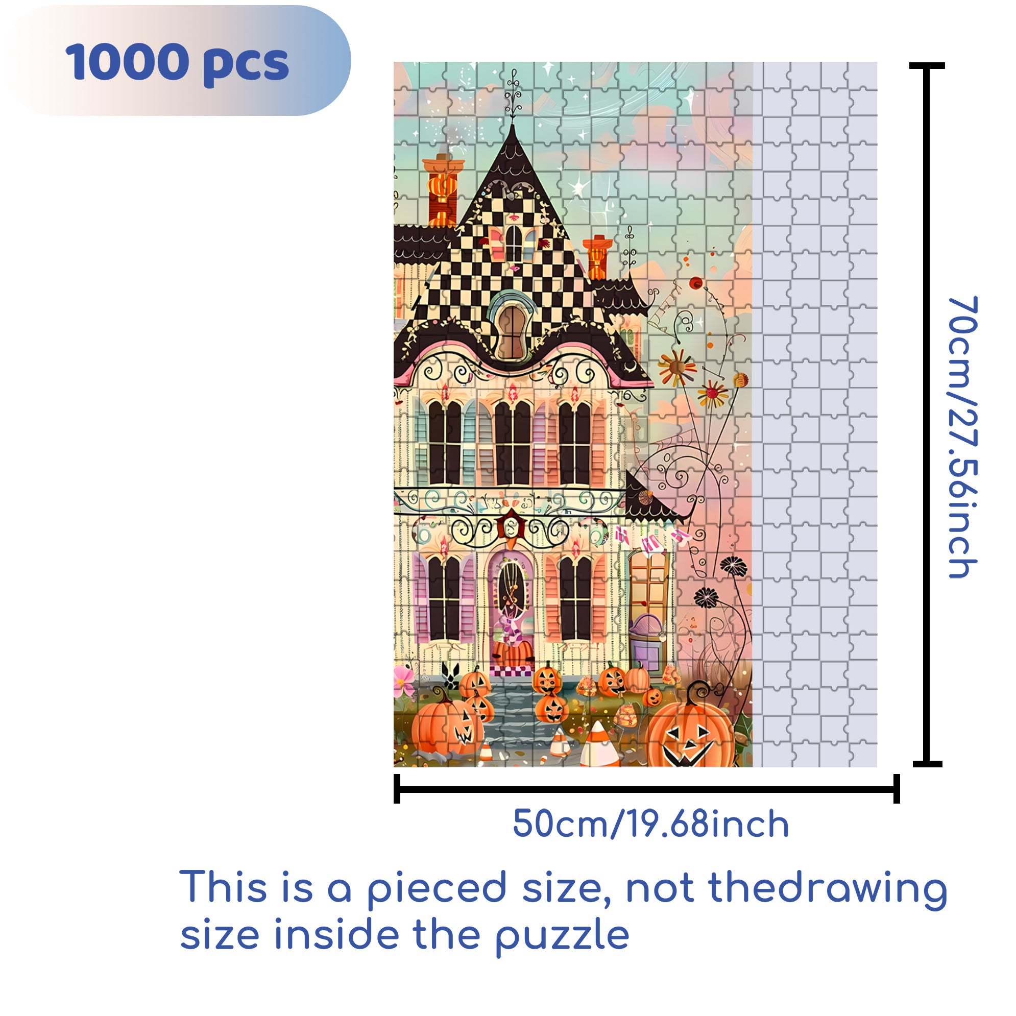 Haunted House   500pcs/1000pcs Jigsaw Puzzle, Scratch-Resistant, Interactive Family Game & Brain-Boosting DIY Decor, Perfect for Halloween, Christmas & New Year Gifts, Family Puzzle Game