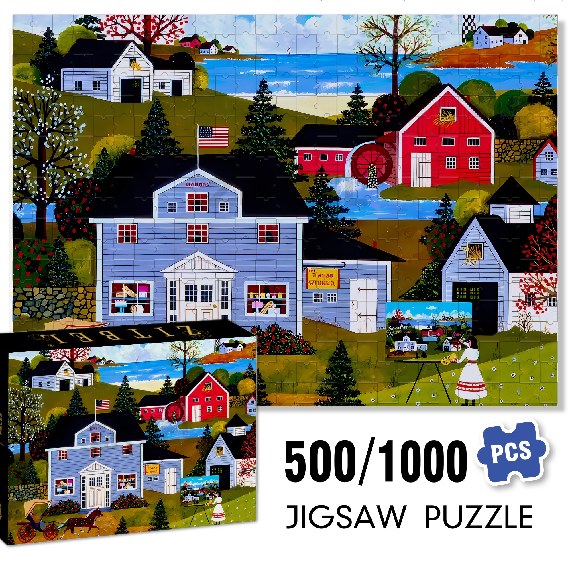 Have A Great Day 500pcs/1000pcs Jigsaw Puzzle, Scratch-Resistant, Interactive Family Game & Brain-Boosting DIY Decor, Perfect for Halloween, Christmas & New Year Gifts, Family Puzzle Game