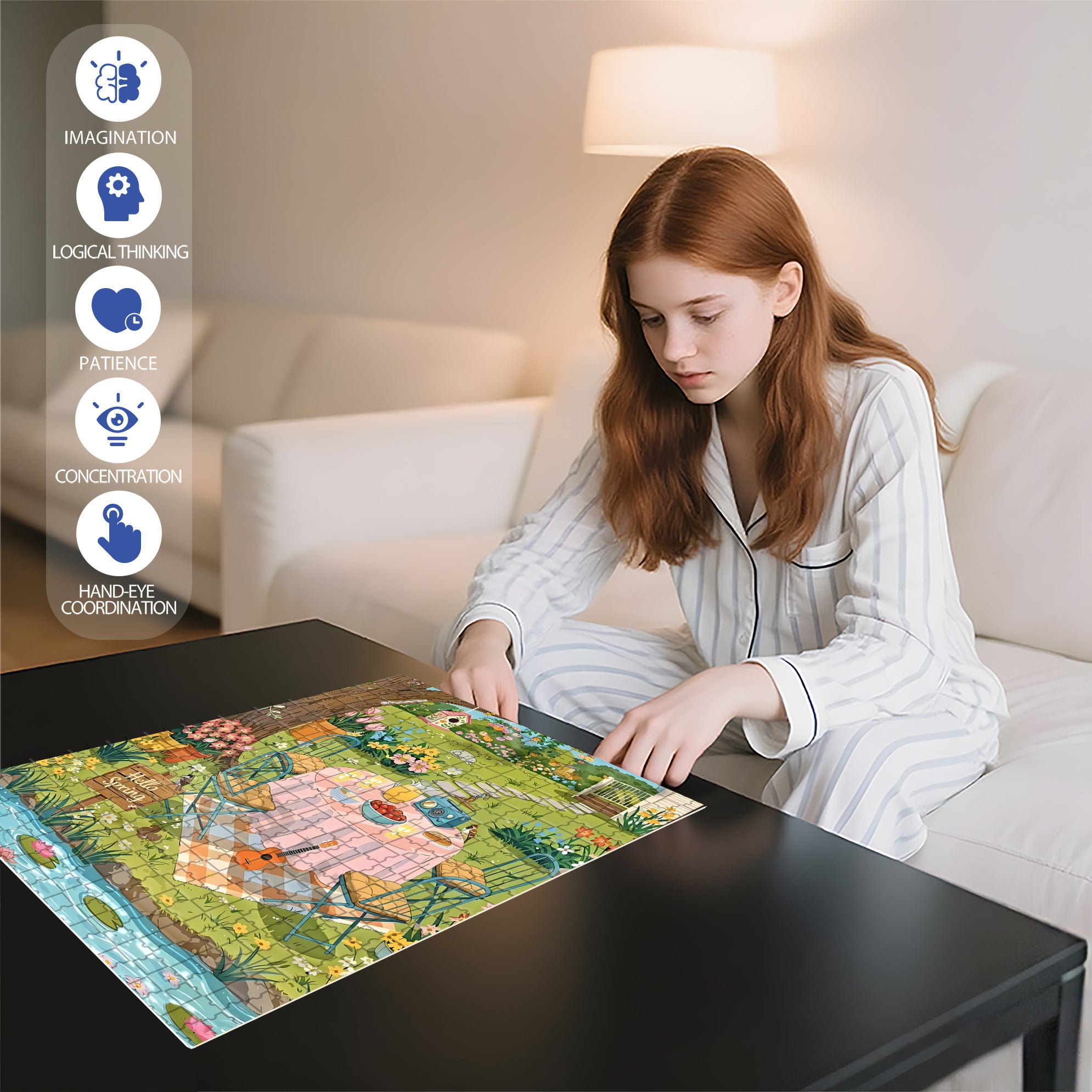 Hello Spring 500pcs/1000pcs Jigsaw Puzzle, Scratch-Resistant, Interactive Family Game & Brain-Boosting DIY Decor, Perfect for Halloween, Christmas & New Year Gifts, Family Puzzle Game