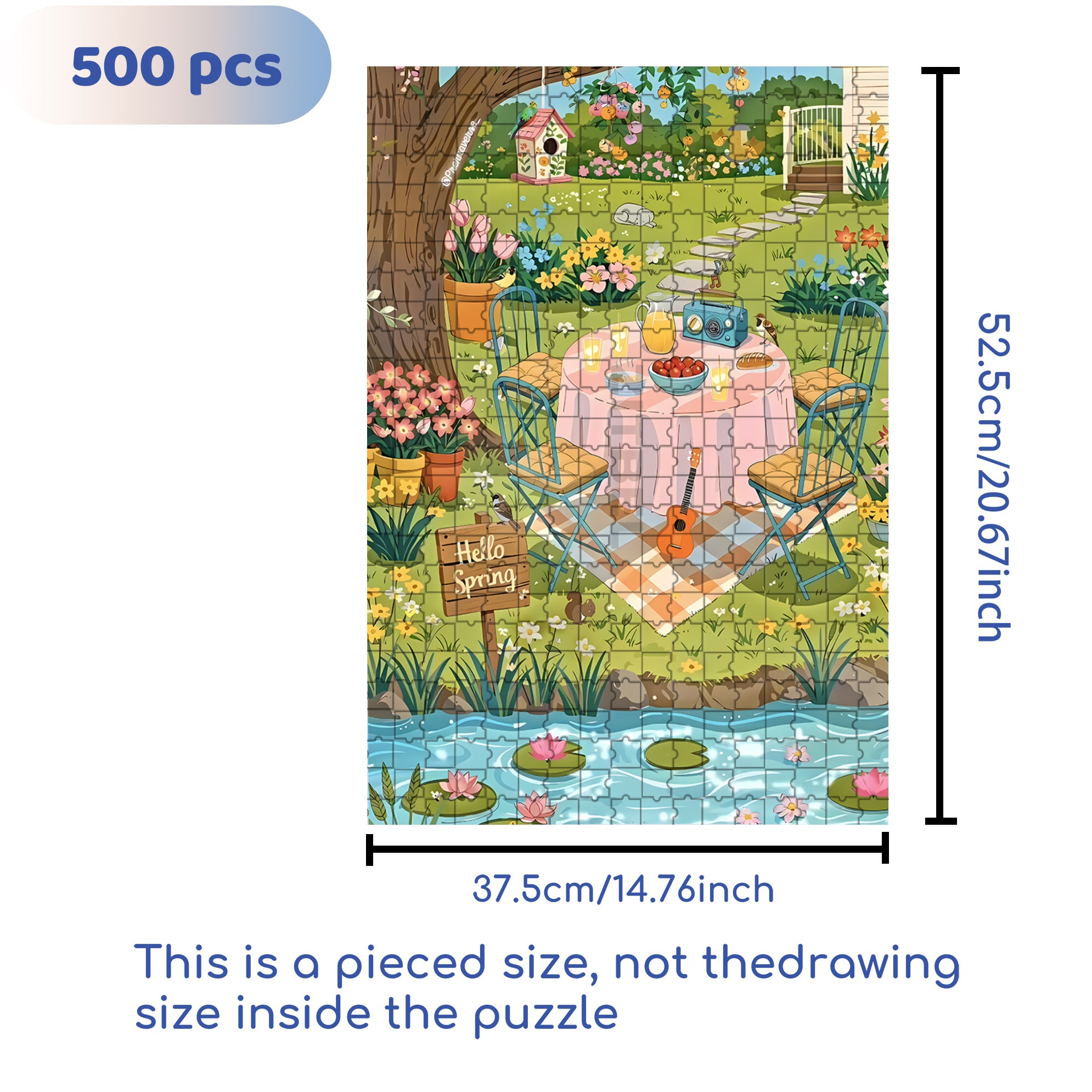 Hello Spring 500pcs/1000pcs Jigsaw Puzzle, Scratch-Resistant, Interactive Family Game & Brain-Boosting DIY Decor, Perfect for Halloween, Christmas & New Year Gifts, Family Puzzle Game