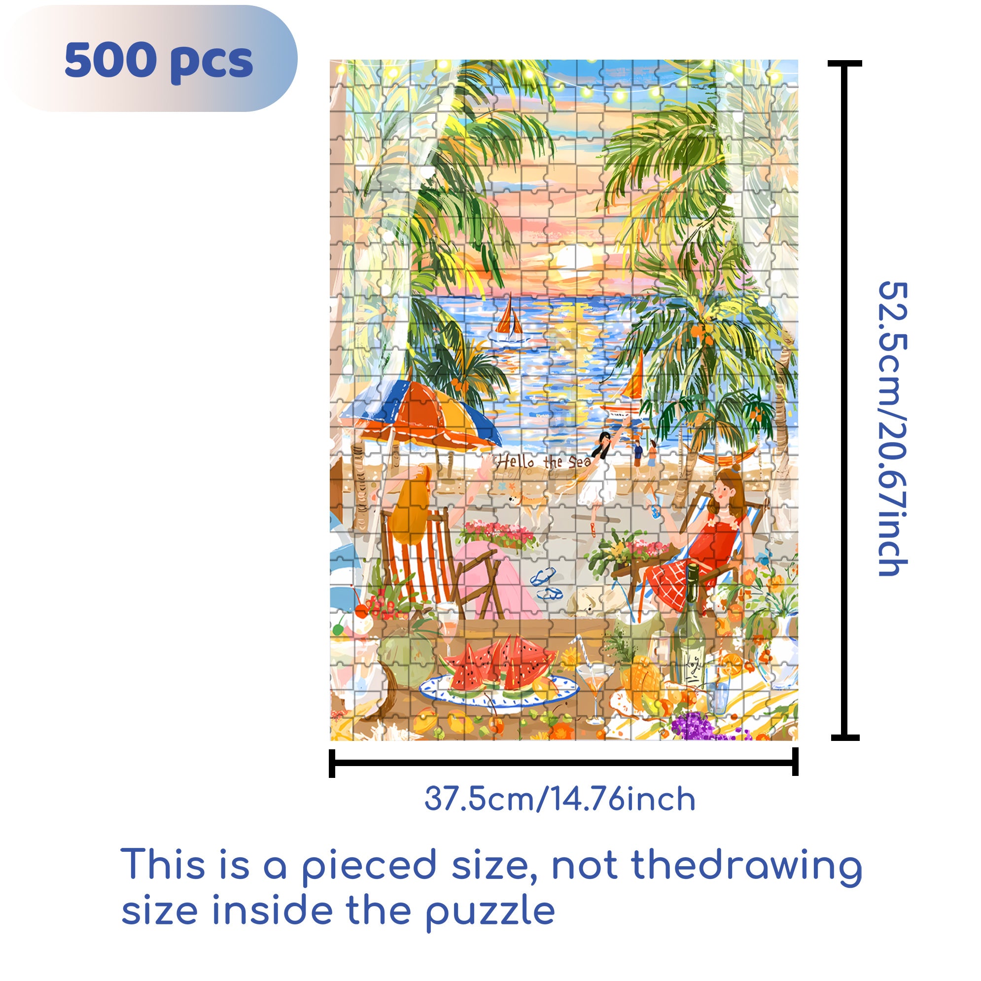 Hello The Sea 500pcs/1000pcs Jigsaw Puzzle, Scratch-Resistant, Interactive Family Game & Brain-Boosting DIY Decor, Perfect for Halloween, Christmas & New Year Gifts, Family Puzzle Game