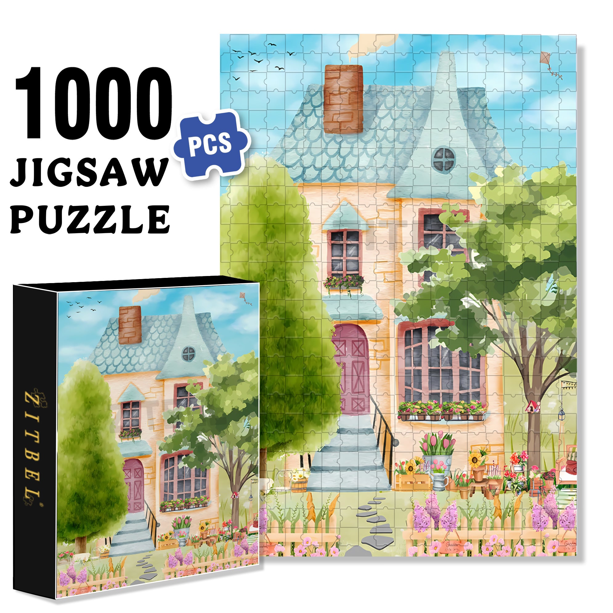 Home 500pcs/1000pcs Jigsaw Puzzle, Scratch-Resistant, Interactive Family Game & Brain-Boosting DIY Decor, Perfect for Halloween, Christmas & New Year Gifts, Family Puzzle Game