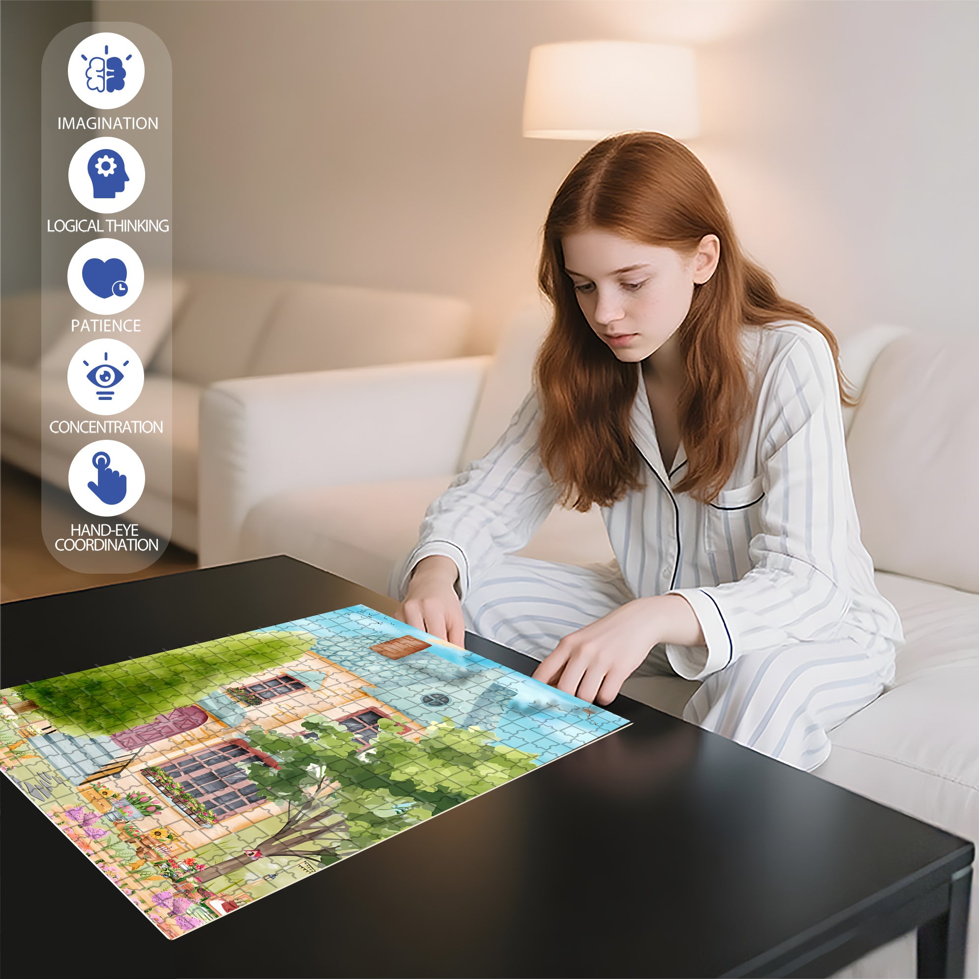 Home 500pcs/1000pcs Jigsaw Puzzle, Scratch-Resistant, Interactive Family Game & Brain-Boosting DIY Decor, Perfect for Halloween, Christmas & New Year Gifts, Family Puzzle Game