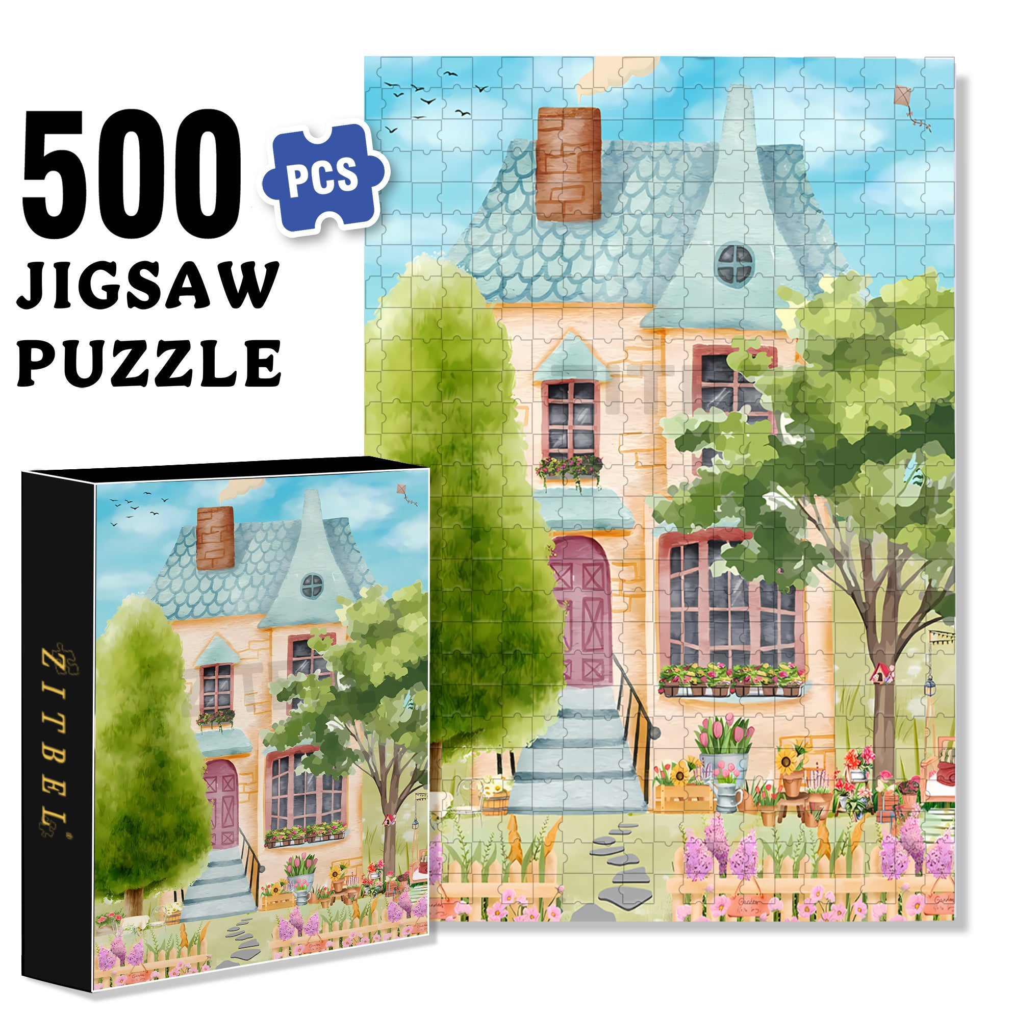 Home 500pcs/1000pcs Jigsaw Puzzle, Scratch-Resistant, Interactive Family Game & Brain-Boosting DIY Decor, Perfect for Halloween, Christmas & New Year Gifts, Family Puzzle Game