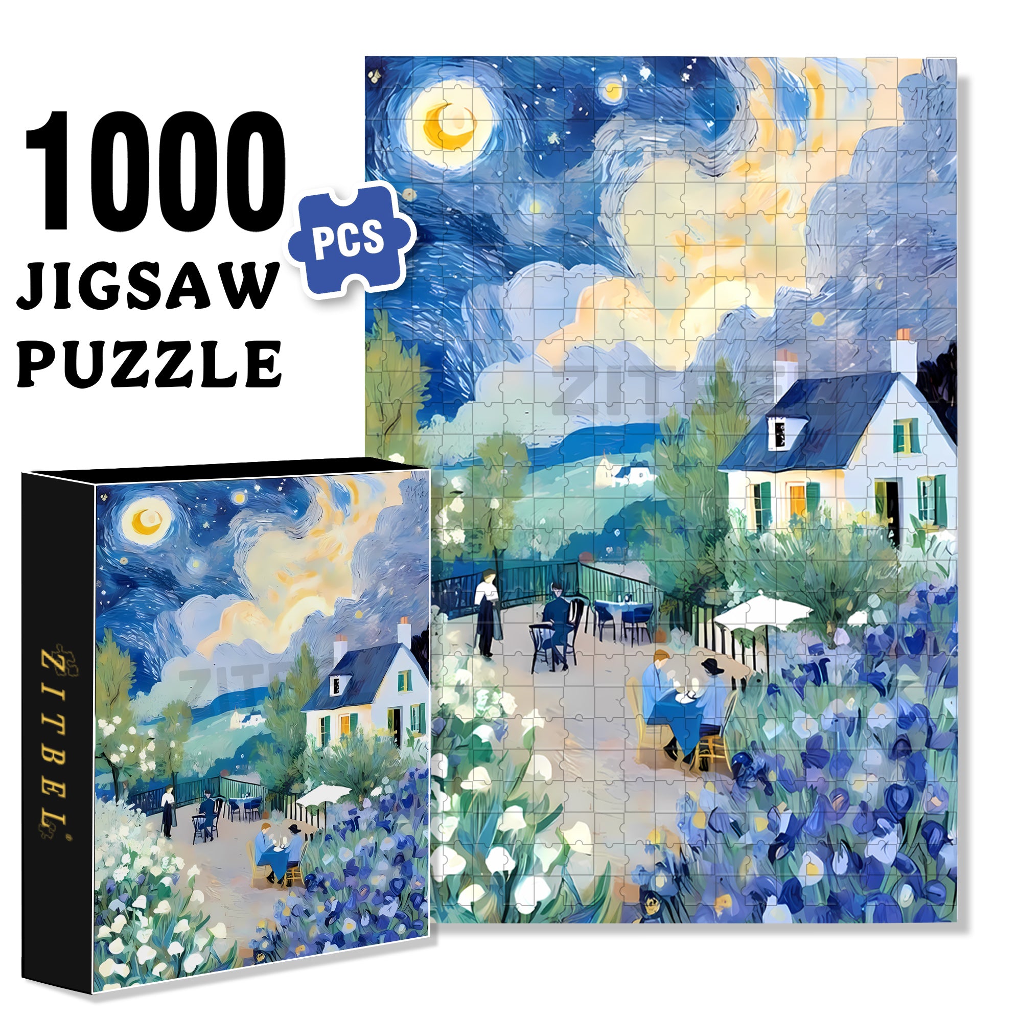 In The Moonlight 500pcs/1000pcs Jigsaw Puzzle, Scratch-Resistant, Interactive Family Game & Brain-Boosting DIY Decor, Perfect for Halloween, Christmas & New Year Gifts, Family Puzzle Game
