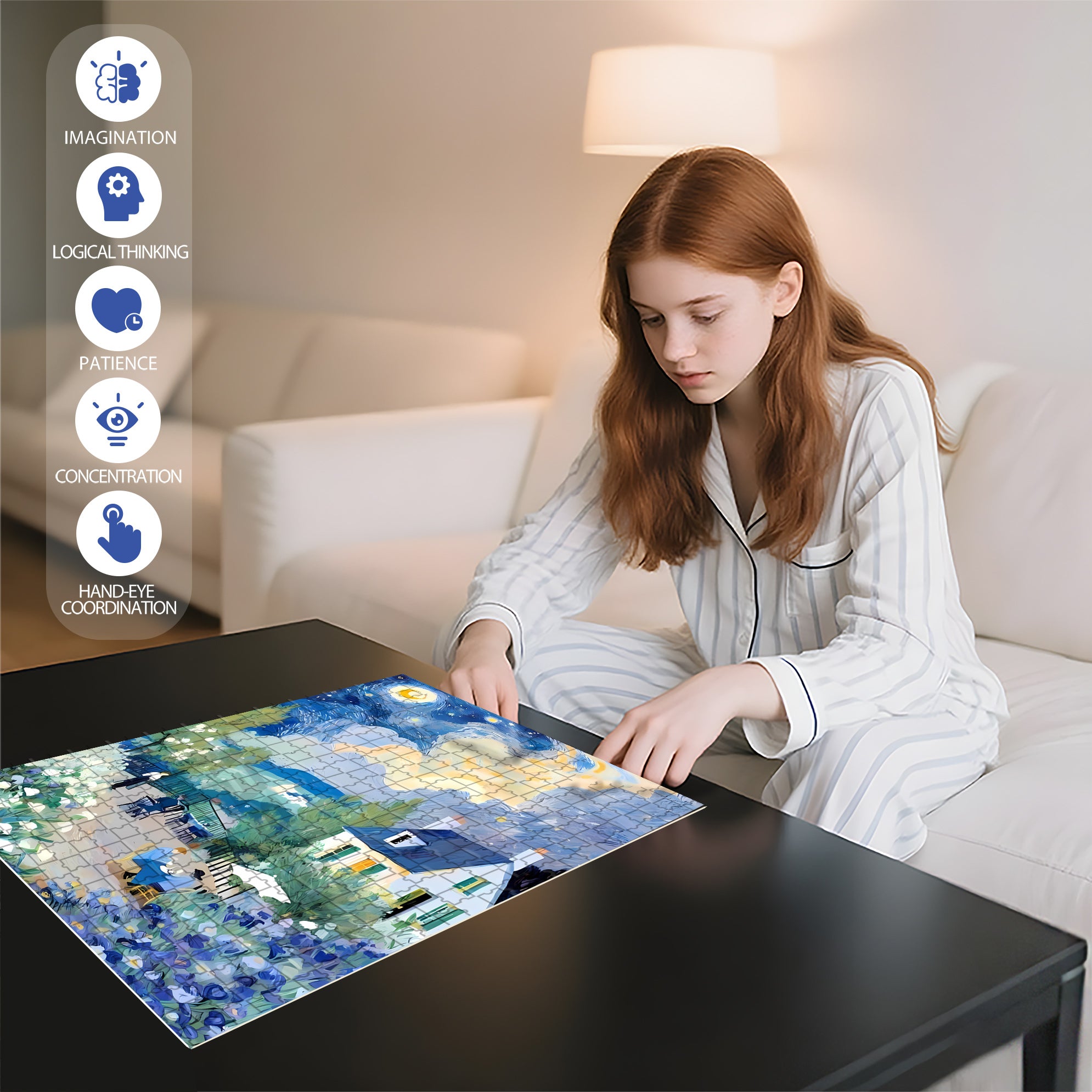 In The Moonlight 500pcs/1000pcs Jigsaw Puzzle, Scratch-Resistant, Interactive Family Game & Brain-Boosting DIY Decor, Perfect for Halloween, Christmas & New Year Gifts, Family Puzzle Game