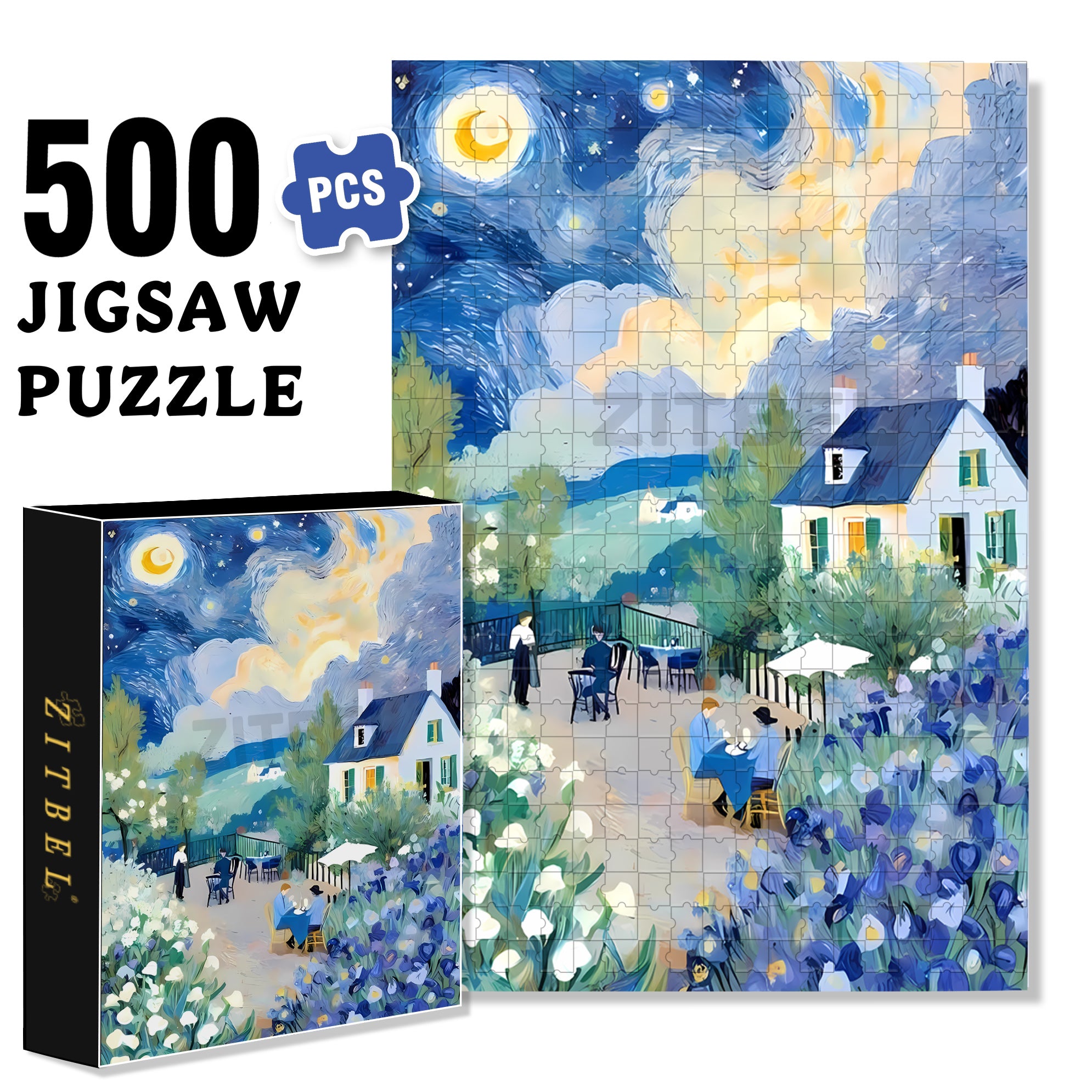In The Moonlight 500pcs/1000pcs Jigsaw Puzzle, Scratch-Resistant, Interactive Family Game & Brain-Boosting DIY Decor, Perfect for Halloween, Christmas & New Year Gifts, Family Puzzle Game