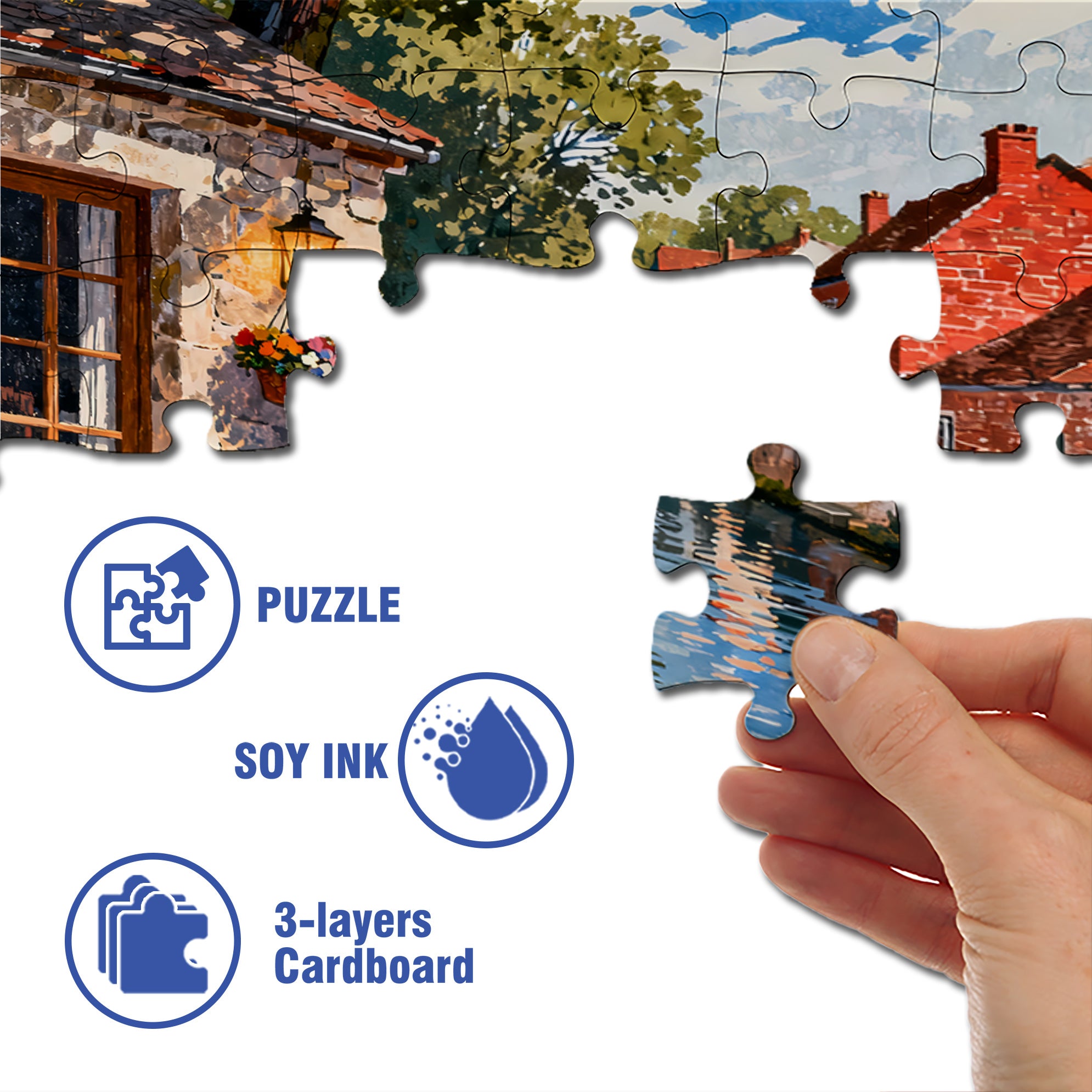 Miskolc's Morning 500pcs/1000pcs Jigsaw Puzzle, Scratch-Resistant, Interactive Family Game & Brain-Boosting DIY Decor, Perfect for Halloween, Christmas & New Year Gifts, Family Puzzle Game