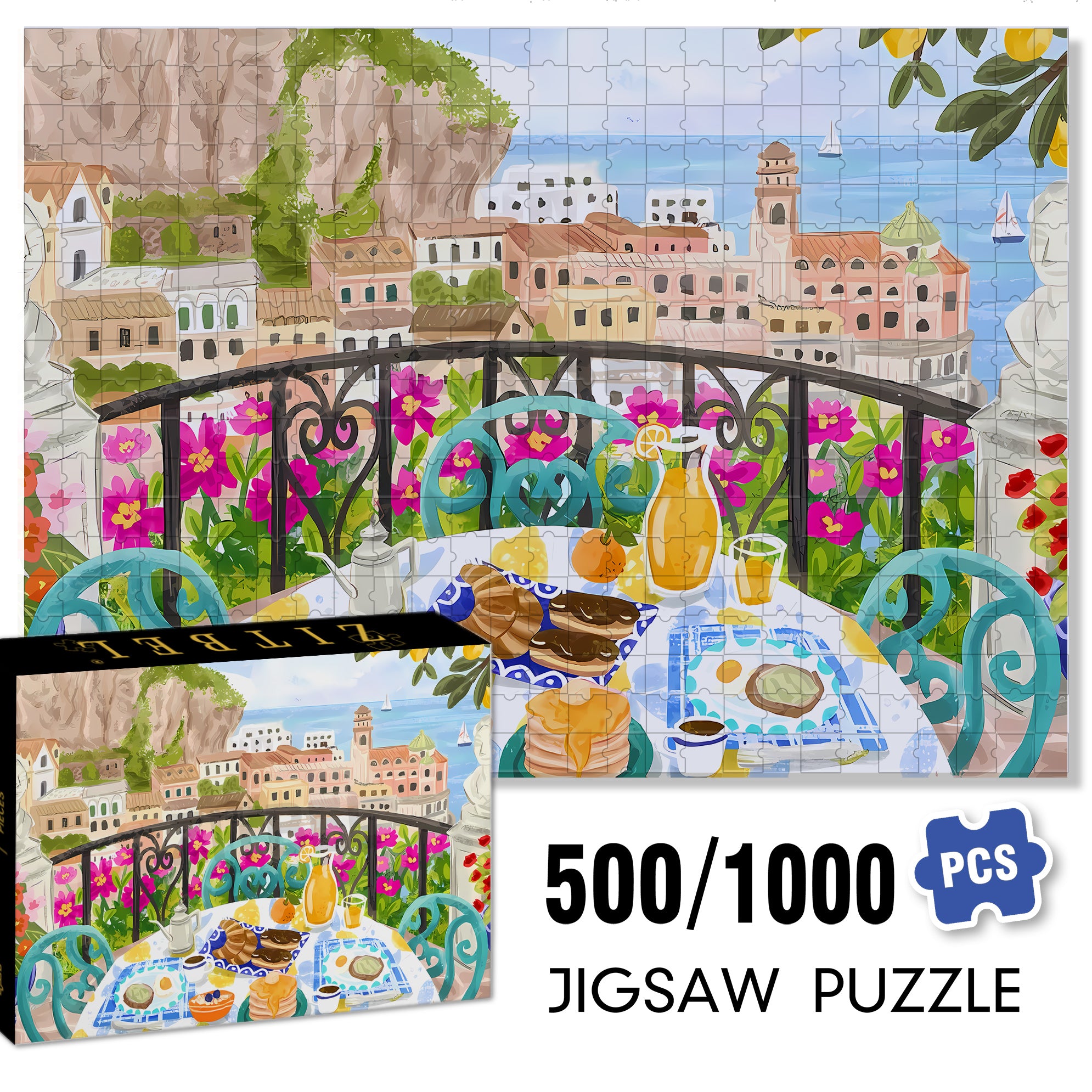 Morning In Heraklion 500pcs/1000pcs Jigsaw Puzzle, Scratch-Resistant, Interactive Family Game & Brain-Boosting DIY Decor, Perfect for Halloween, Christmas & New Year Gifts, Family Puzzle Game