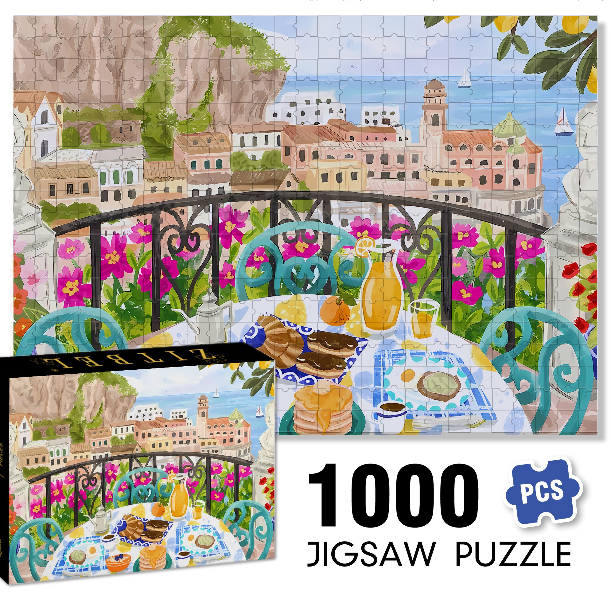 Morning In Heraklion 500pcs/1000pcs Jigsaw Puzzle, Scratch-Resistant, Interactive Family Game & Brain-Boosting DIY Decor, Perfect for Halloween, Christmas & New Year Gifts, Family Puzzle Game