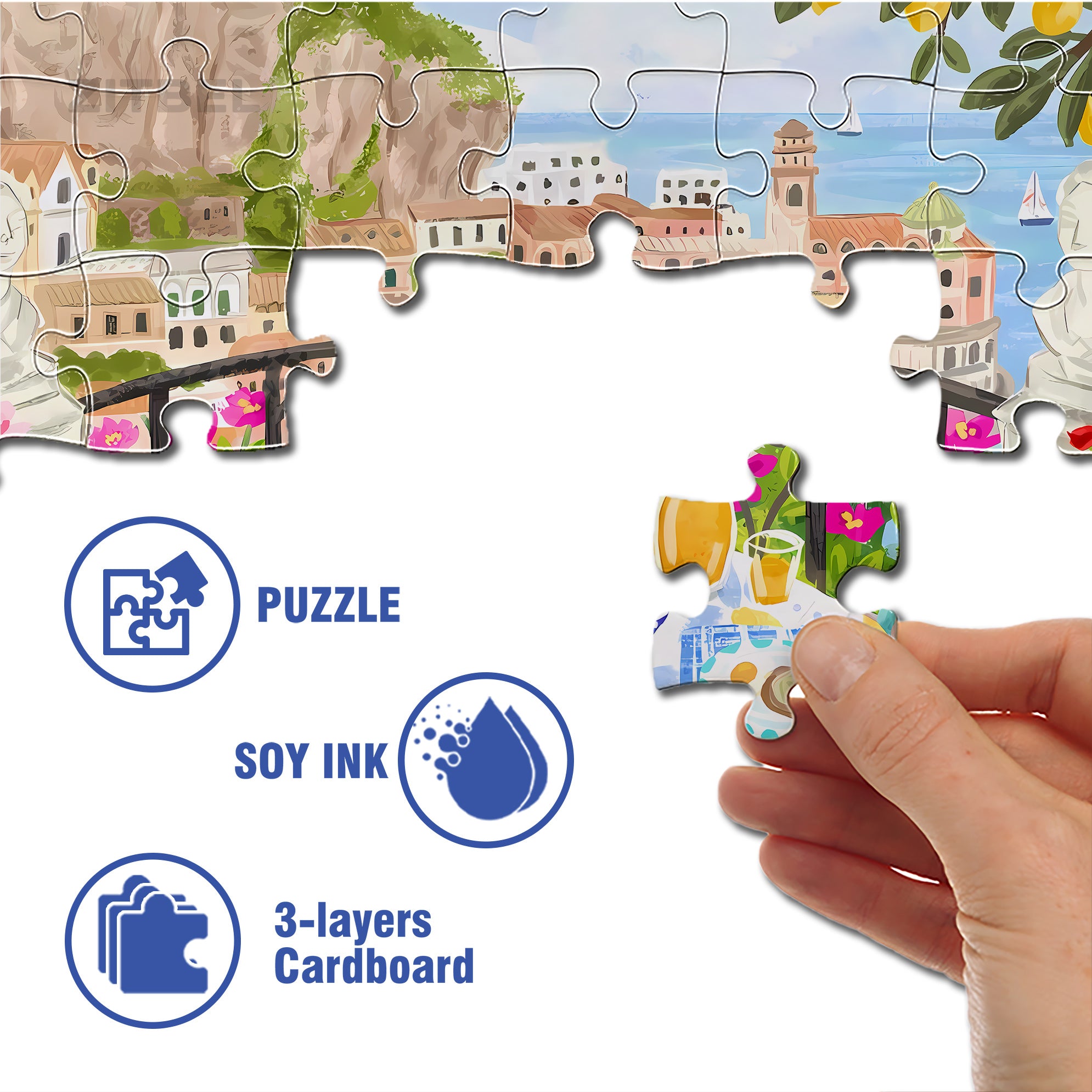 Morning In Heraklion 500pcs/1000pcs Jigsaw Puzzle, Scratch-Resistant, Interactive Family Game & Brain-Boosting DIY Decor, Perfect for Halloween, Christmas & New Year Gifts, Family Puzzle Game