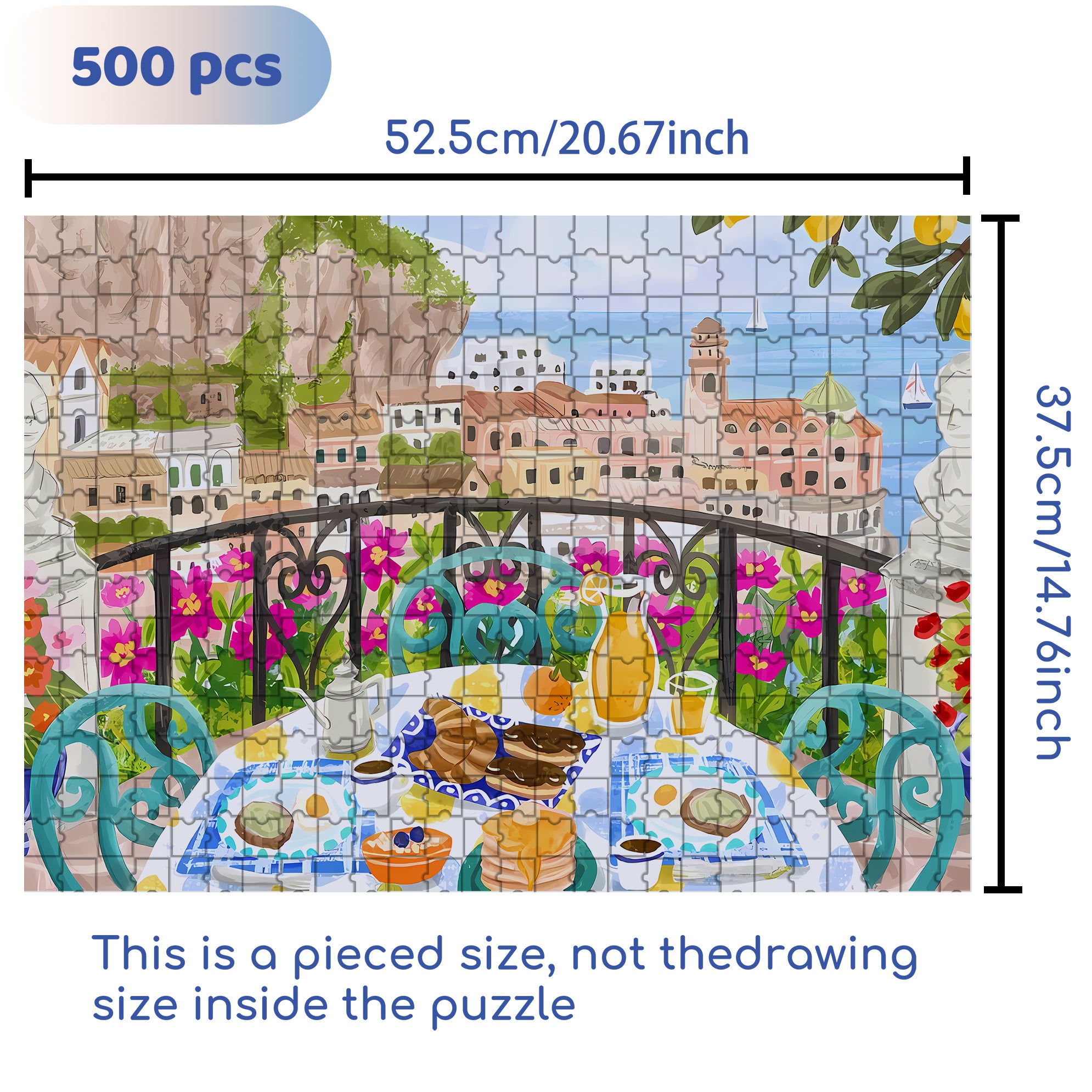Morning In Heraklion 500pcs/1000pcs Jigsaw Puzzle, Scratch-Resistant, Interactive Family Game & Brain-Boosting DIY Decor, Perfect for Halloween, Christmas & New Year Gifts, Family Puzzle Game