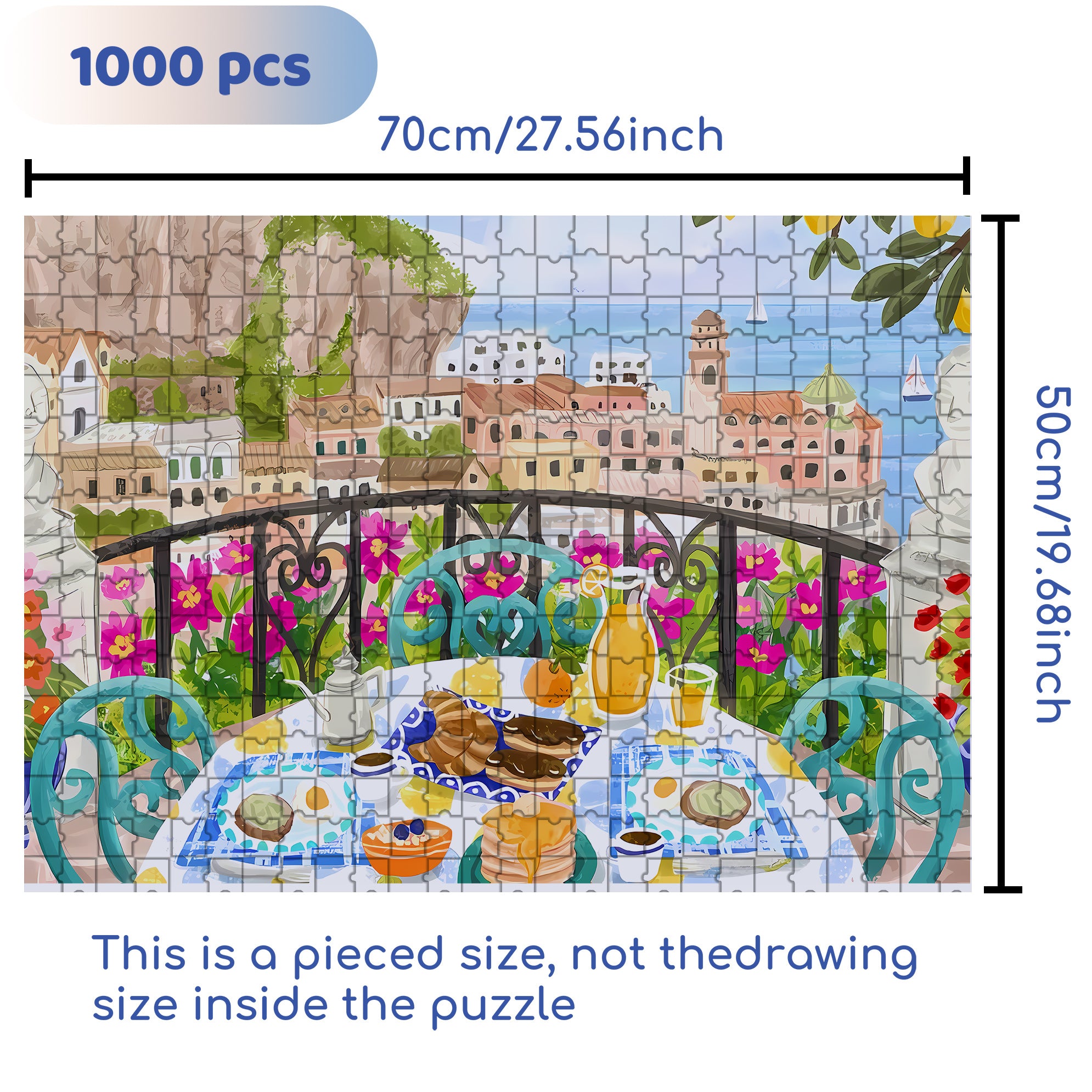 Morning In Heraklion 500pcs/1000pcs Jigsaw Puzzle, Scratch-Resistant, Interactive Family Game & Brain-Boosting DIY Decor, Perfect for Halloween, Christmas & New Year Gifts, Family Puzzle Game