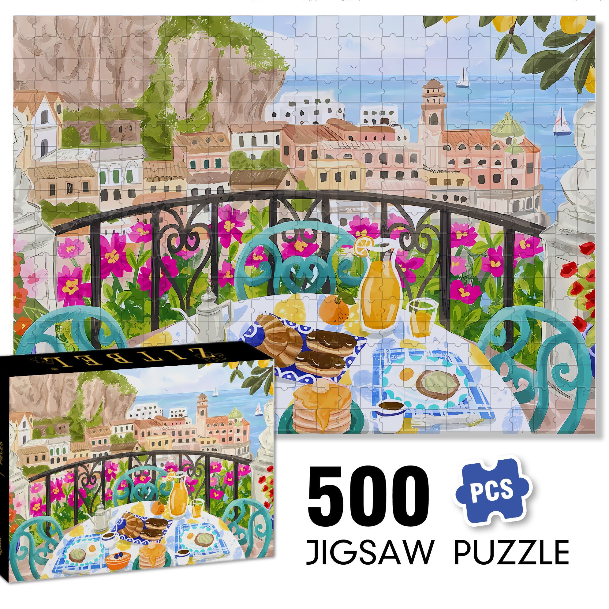 Morning In Heraklion 500pcs/1000pcs Jigsaw Puzzle, Scratch-Resistant, Interactive Family Game & Brain-Boosting DIY Decor, Perfect for Halloween, Christmas & New Year Gifts, Family Puzzle Game