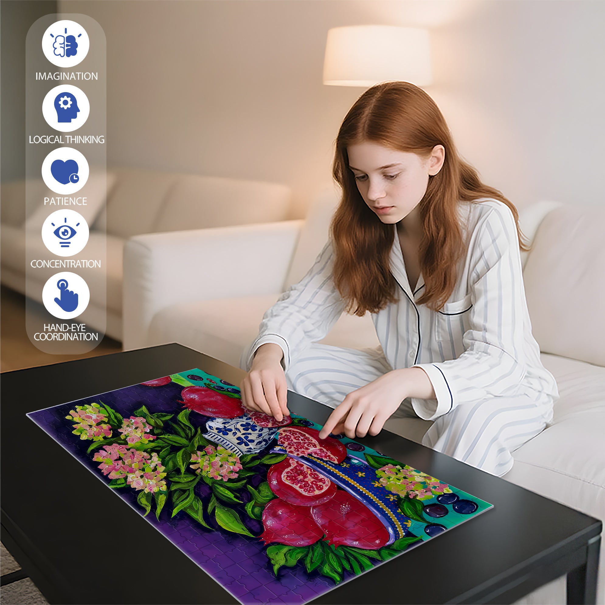 Pomegranat  500pcs/1000pcs Jigsaw Puzzle, Scratch-Resistant, Interactive Family Game & Brain-Boosting DIY Decor, Perfect for Halloween, Christmas & New Year Gifts, Family Puzzle Game