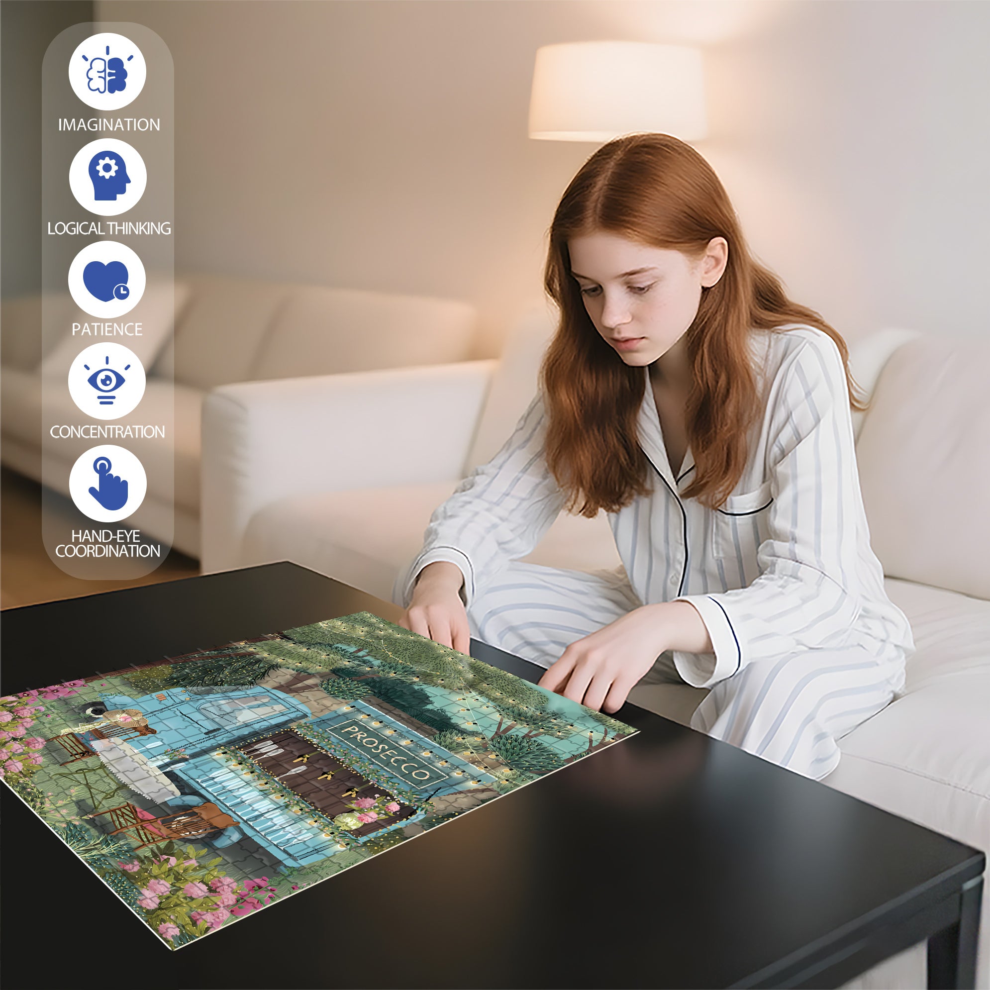 Prosecco Hipster Food Truck  500pcs/1000pcs Jigsaw Puzzle, Scratch-Resistant, Interactive Family Game & Brain-Boosting DIY Decor, Perfect for Halloween, Christmas & New Year Gifts, Family Puzzle Game