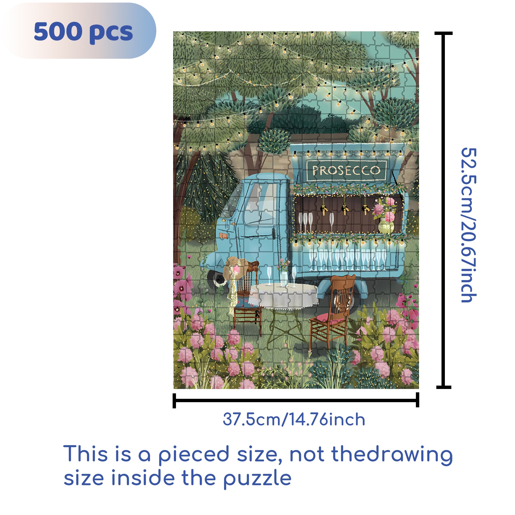 Prosecco Hipster Food Truck  500pcs/1000pcs Jigsaw Puzzle, Scratch-Resistant, Interactive Family Game & Brain-Boosting DIY Decor, Perfect for Halloween, Christmas & New Year Gifts, Family Puzzle Game
