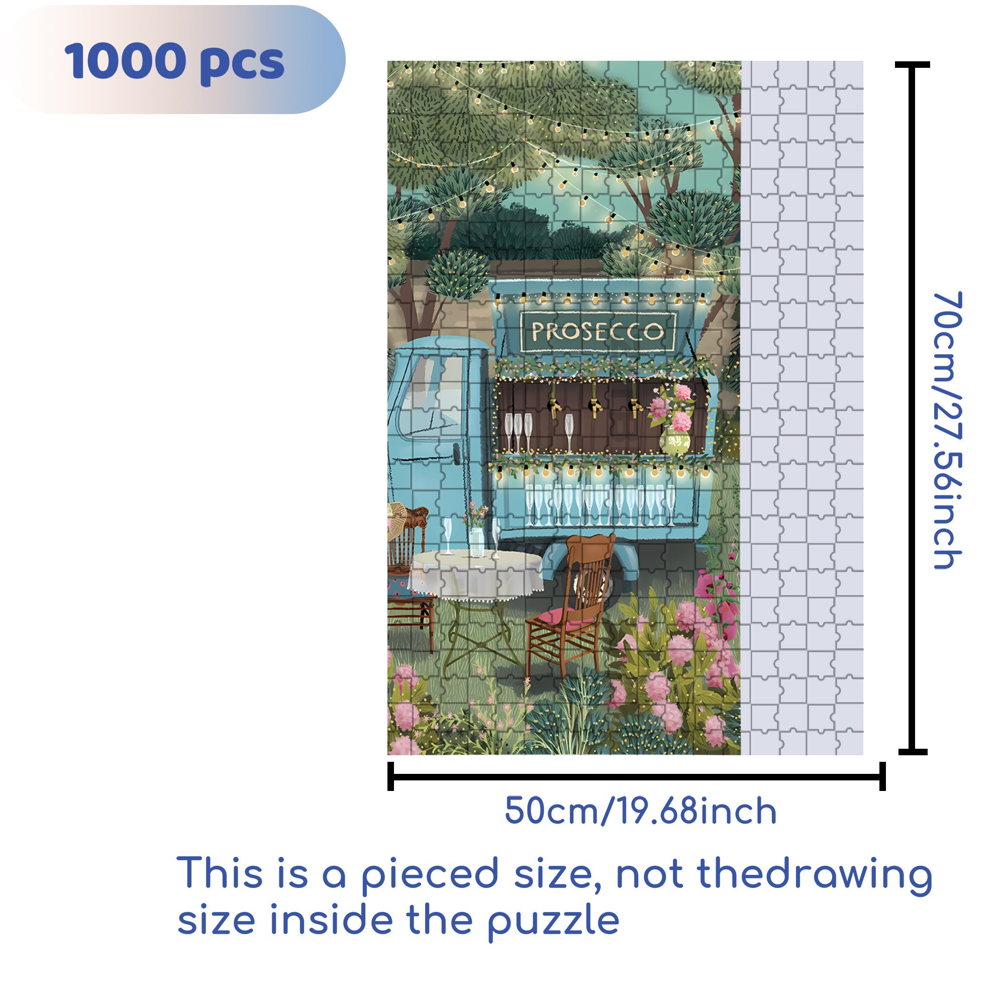 Prosecco Hipster Food Truck  500pcs/1000pcs Jigsaw Puzzle, Scratch-Resistant, Interactive Family Game & Brain-Boosting DIY Decor, Perfect for Halloween, Christmas & New Year Gifts, Family Puzzle Game