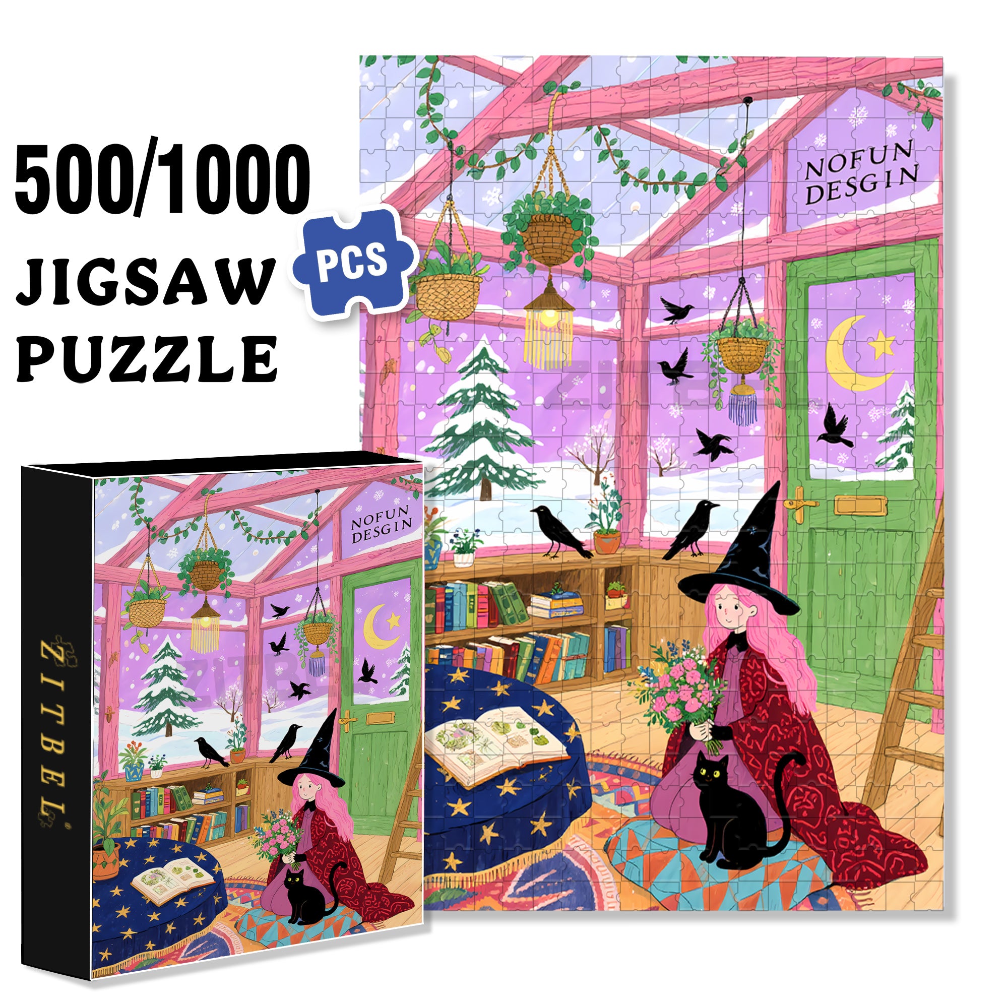 The Witch's House 500pcs/1000pcs Jigsaw Puzzle, Scratch-Resistant, Interactive Family Game & Brain-Boosting DIY Decor, Perfect for Halloween, Christmas & New Year Gifts, Family Puzzle Game