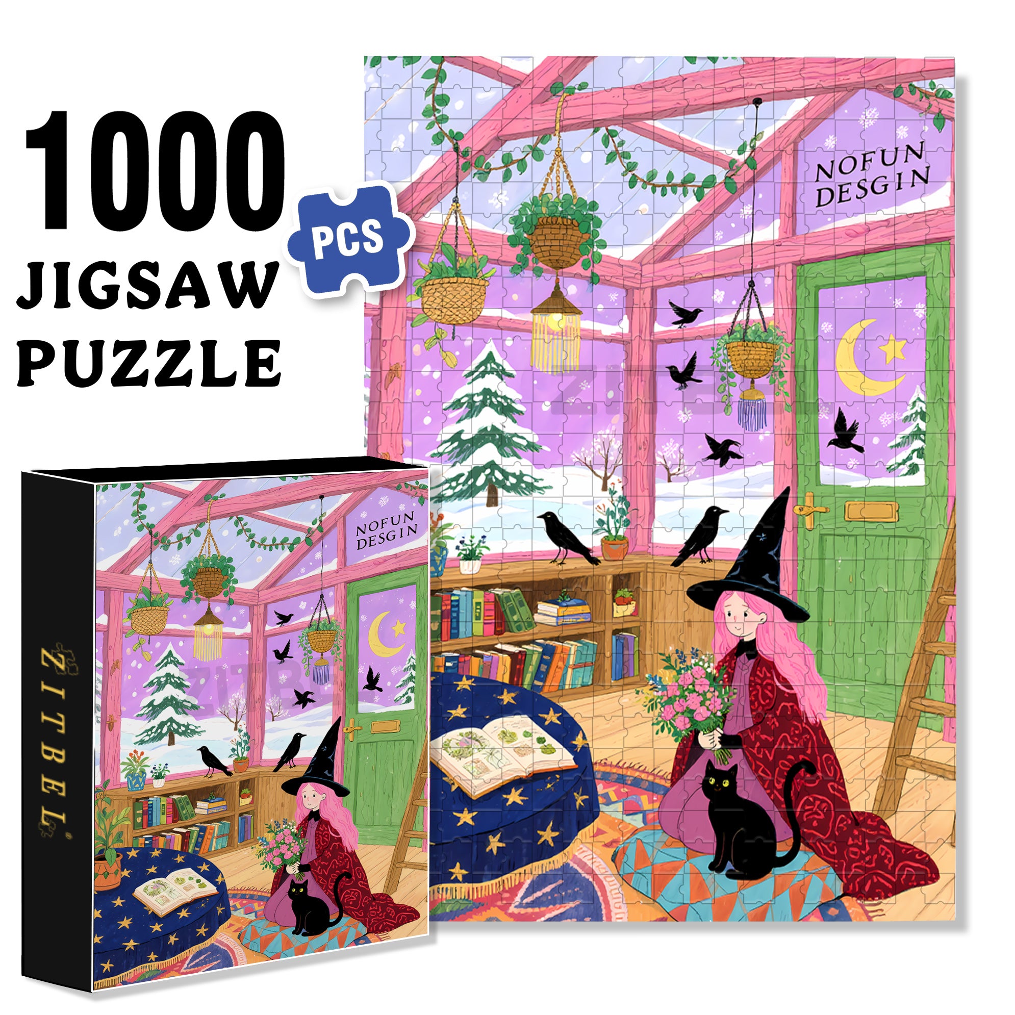 The Witch's House 500pcs/1000pcs Jigsaw Puzzle, Scratch-Resistant, Interactive Family Game & Brain-Boosting DIY Decor, Perfect for Halloween, Christmas & New Year Gifts, Family Puzzle Game