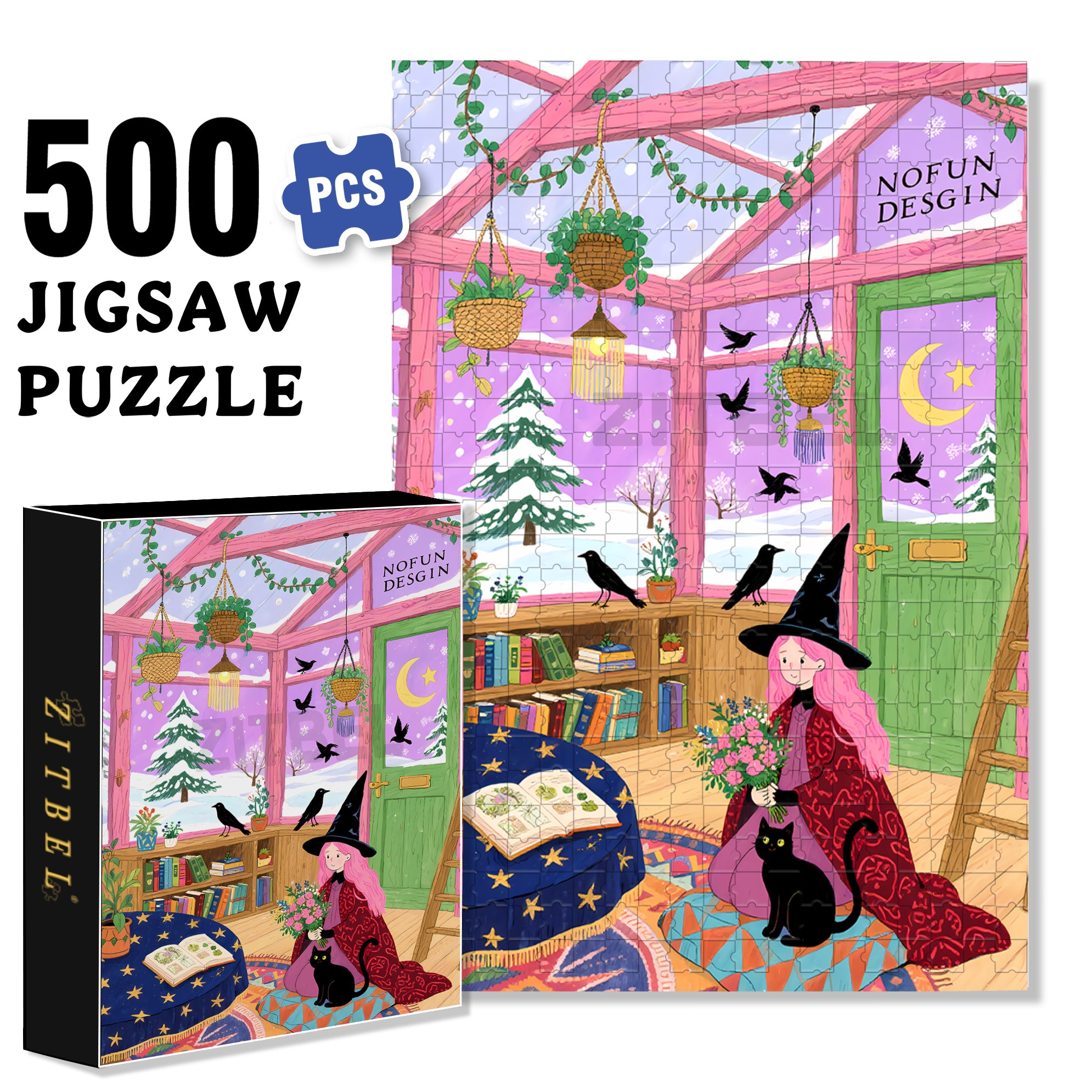 The Witch's House 500pcs/1000pcs Jigsaw Puzzle, Scratch-Resistant, Interactive Family Game & Brain-Boosting DIY Decor, Perfect for Halloween, Christmas & New Year Gifts, Family Puzzle Game