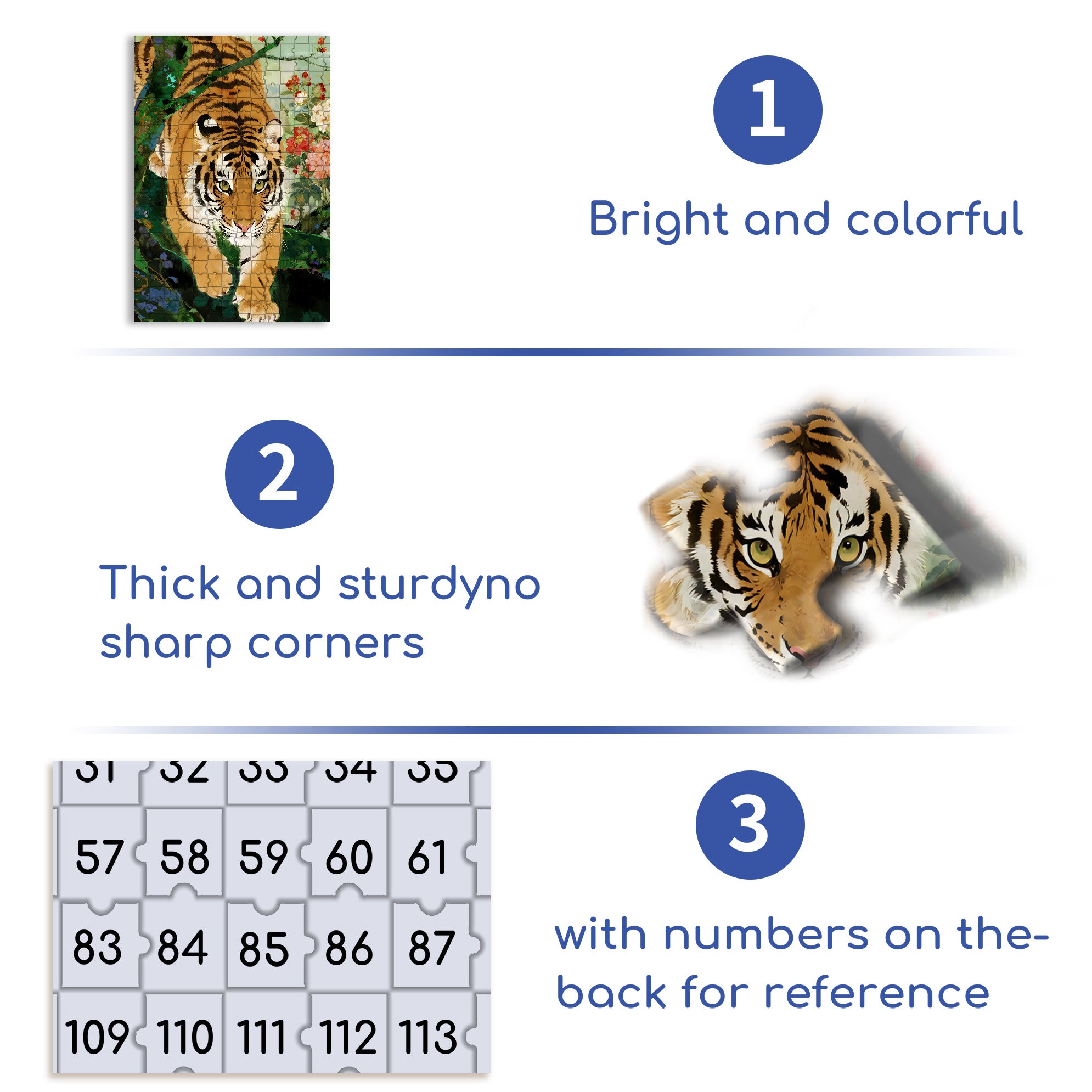 Tiger 500pcs/1000pcs Jigsaw Puzzle, Scratch-Resistant, Interactive Family Game & Brain-Boosting DIY Decor, Perfect for Halloween, Christmas & New Year Gifts, Family Puzzle Game