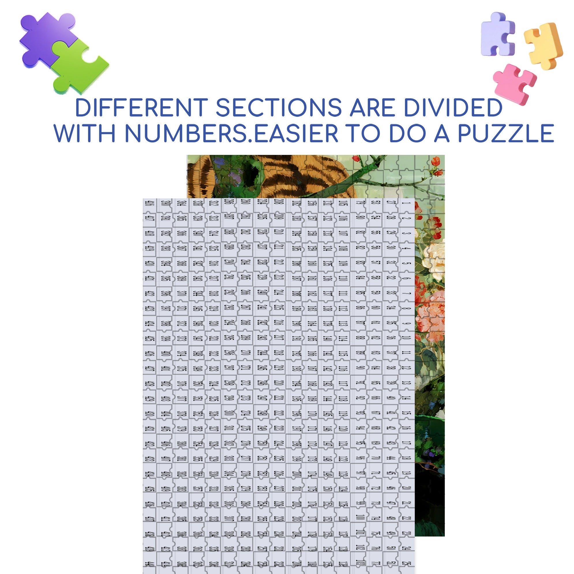 Tiger 500pcs/1000pcs Jigsaw Puzzle, Scratch-Resistant, Interactive Family Game & Brain-Boosting DIY Decor, Perfect for Halloween, Christmas & New Year Gifts, Family Puzzle Game