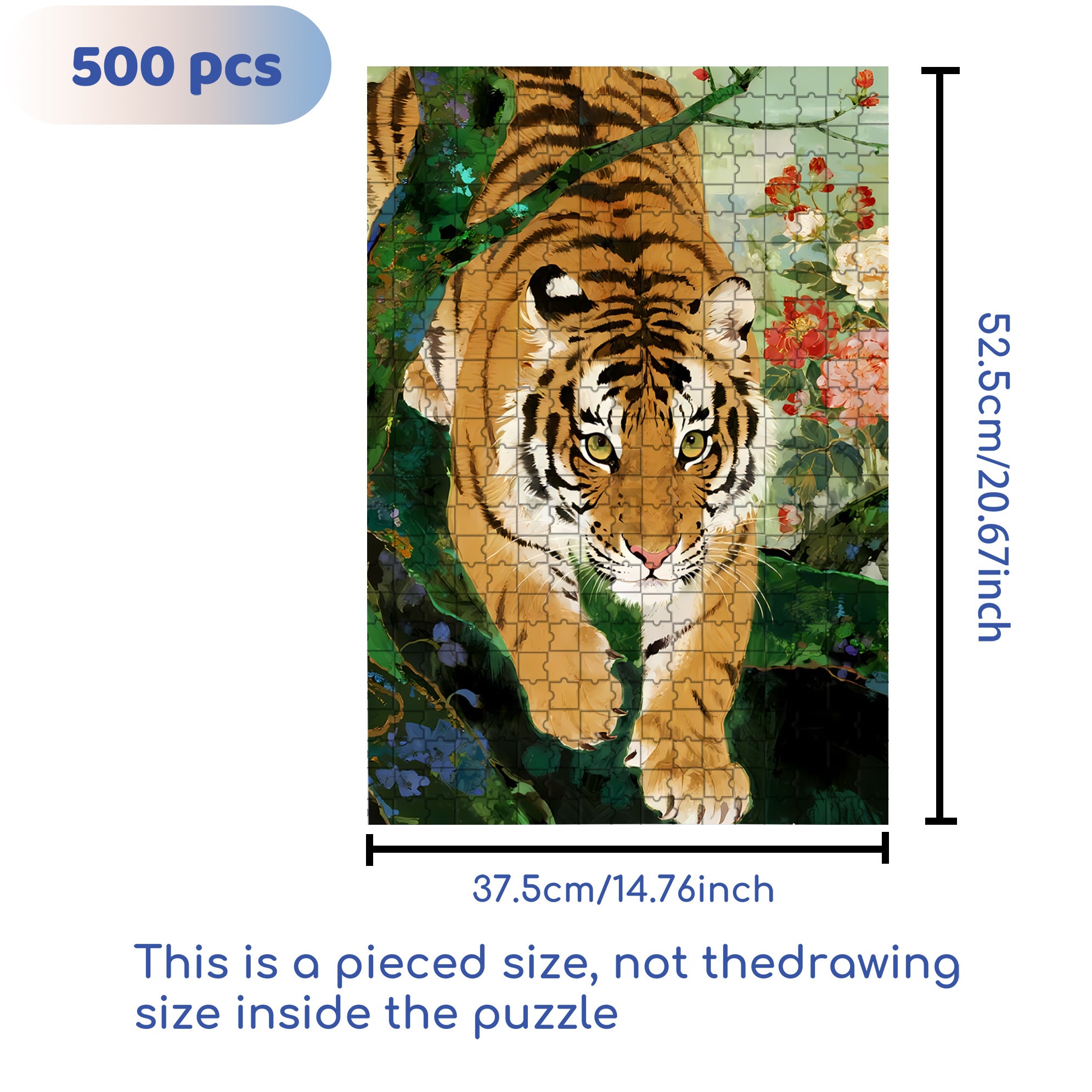 Tiger 500pcs/1000pcs Jigsaw Puzzle, Scratch-Resistant, Interactive Family Game & Brain-Boosting DIY Decor, Perfect for Halloween, Christmas & New Year Gifts, Family Puzzle Game