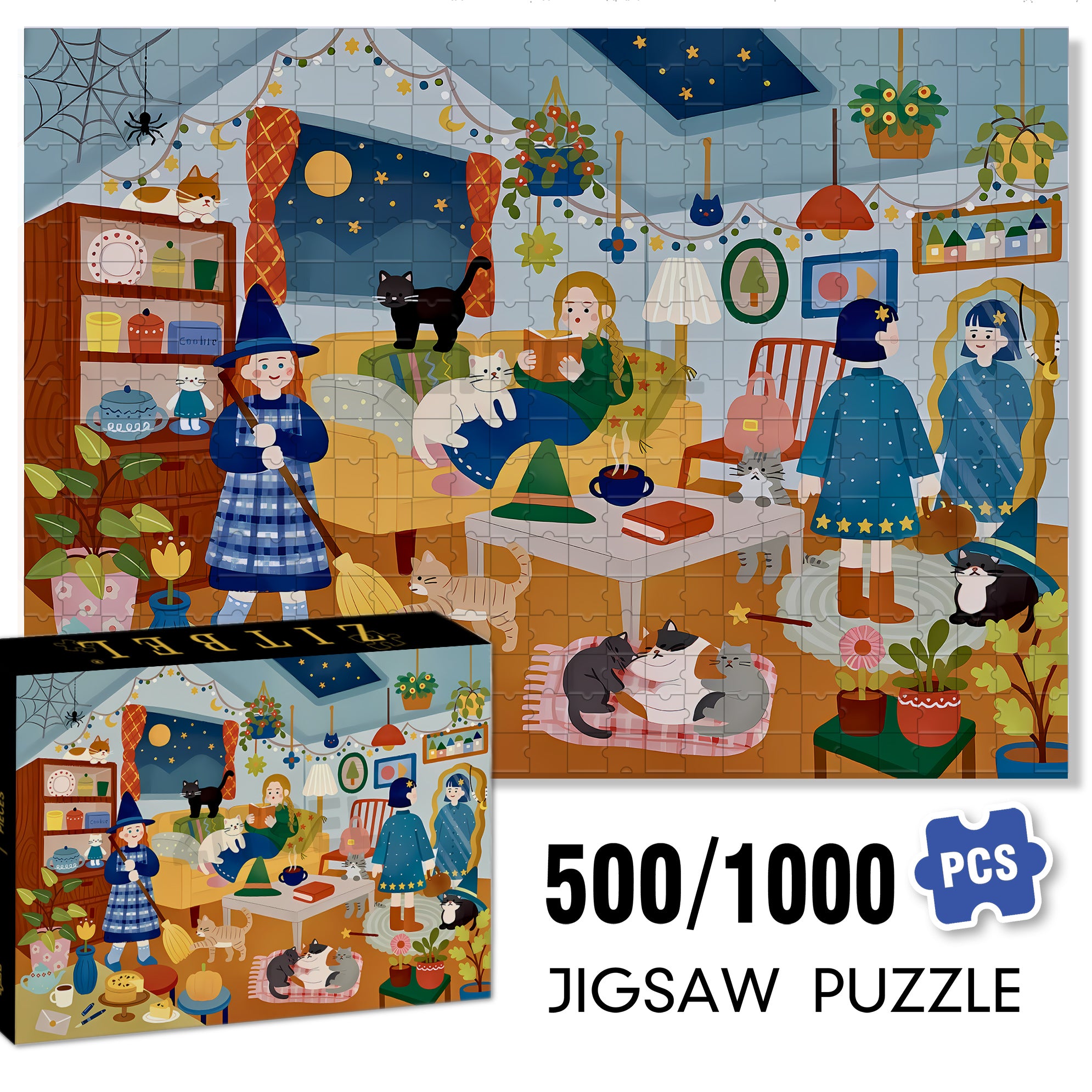 Animals Christmas 500pcs/1000pcs Jigsaw Puzzle, Scratch-Resistant, Interactive Family Game & Brain-Boosting DIY Decor, Perfect for Halloween, Christmas & New Year Gifts, Family Puzzle Game