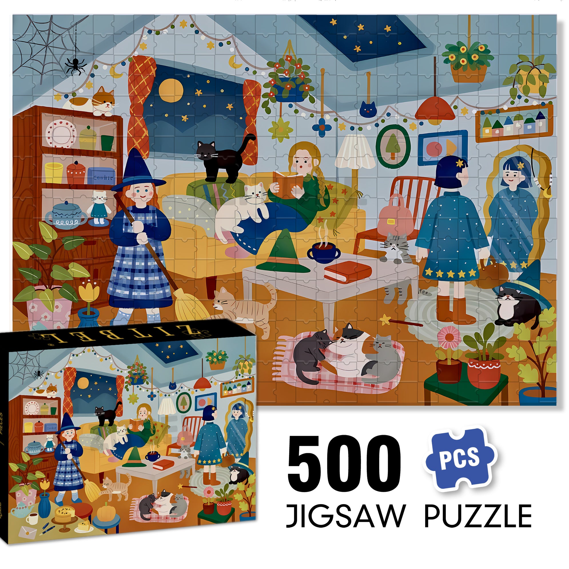 Animals Christmas 500pcs/1000pcs Jigsaw Puzzle, Scratch-Resistant, Interactive Family Game & Brain-Boosting DIY Decor, Perfect for Halloween, Christmas & New Year Gifts, Family Puzzle Game